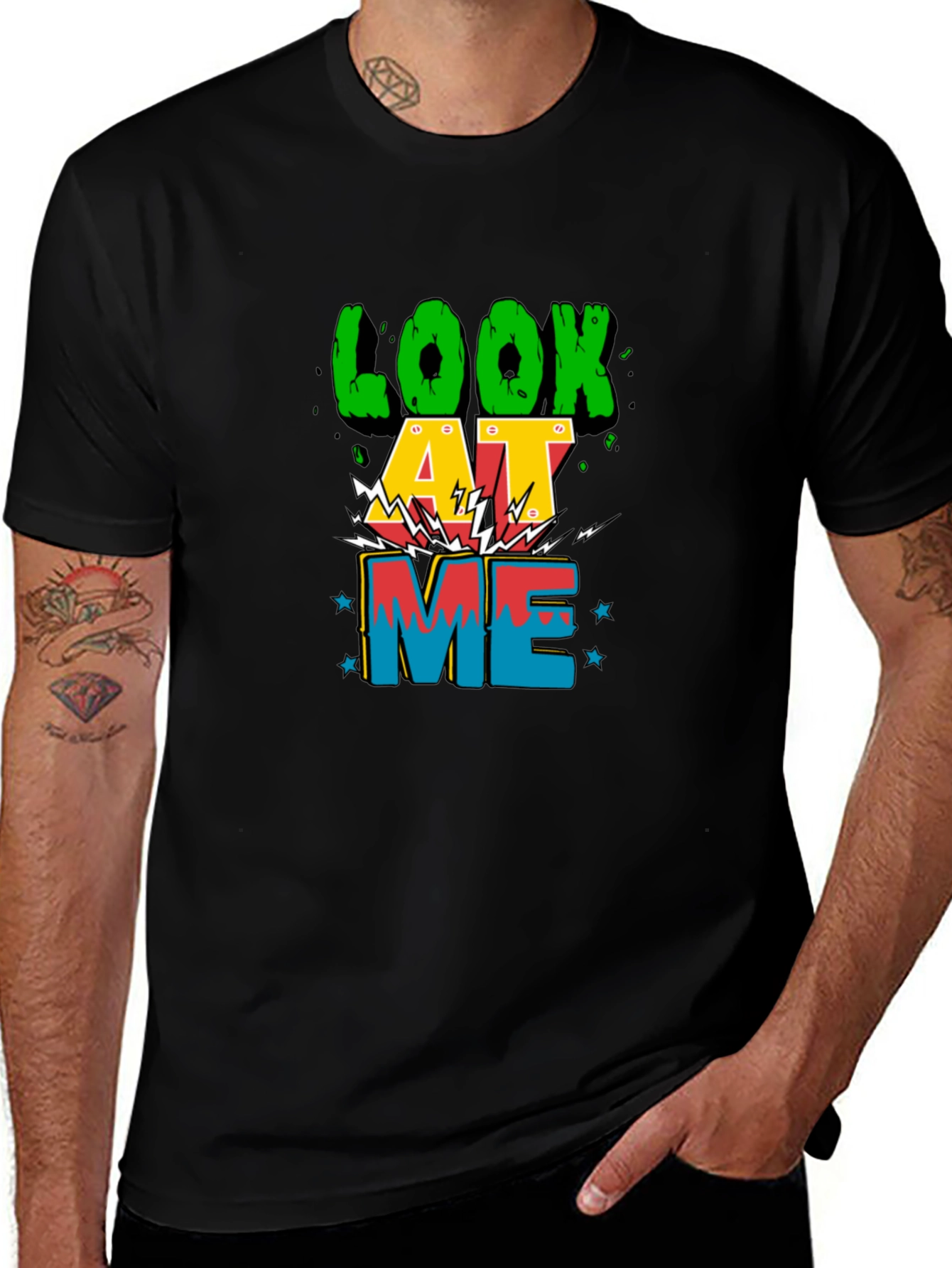 Variant 22 of Look At Me Graphic Print Tee - Black