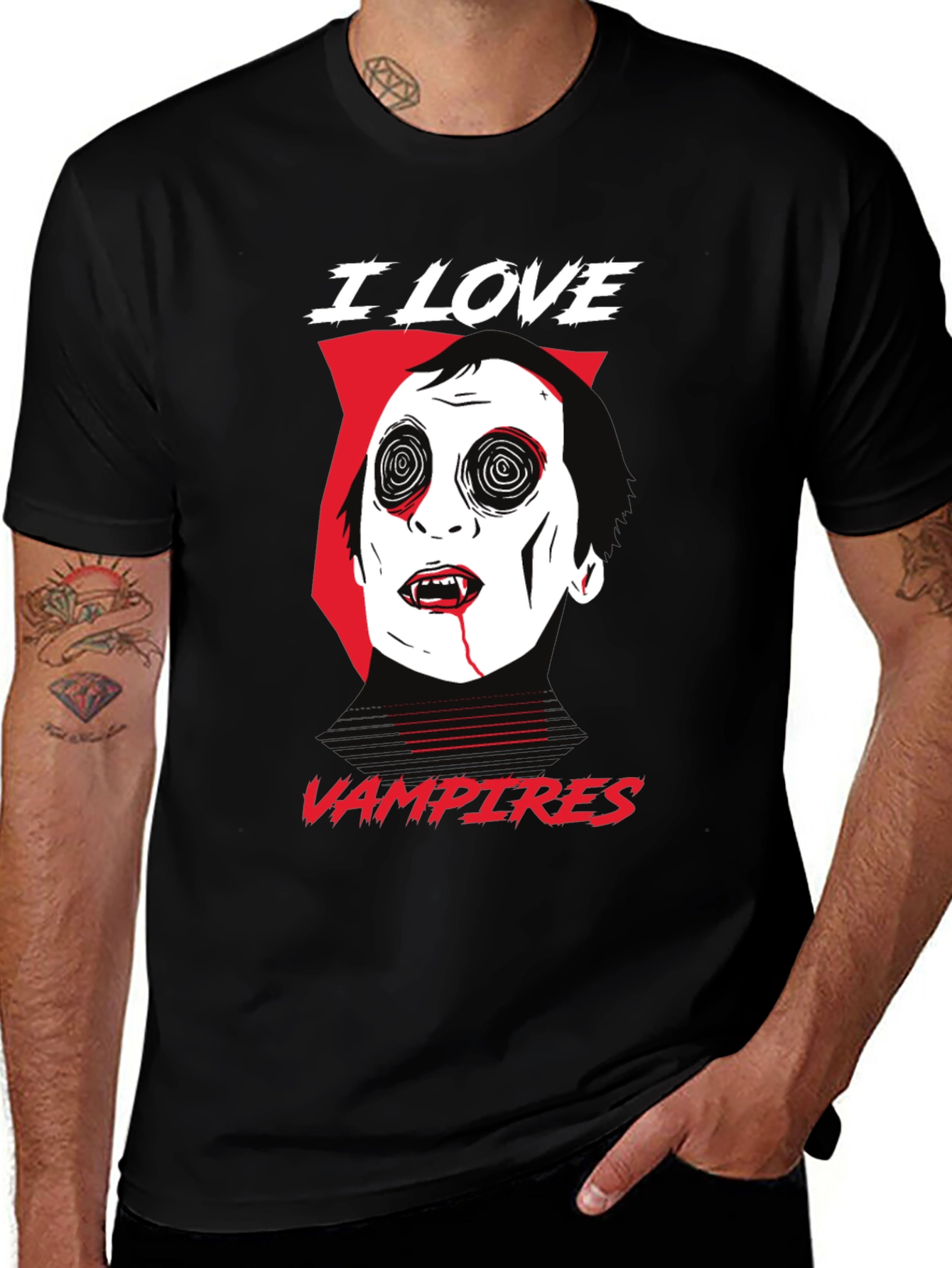 Variant 23 of I Love Vampires Graphic Tee - Black
