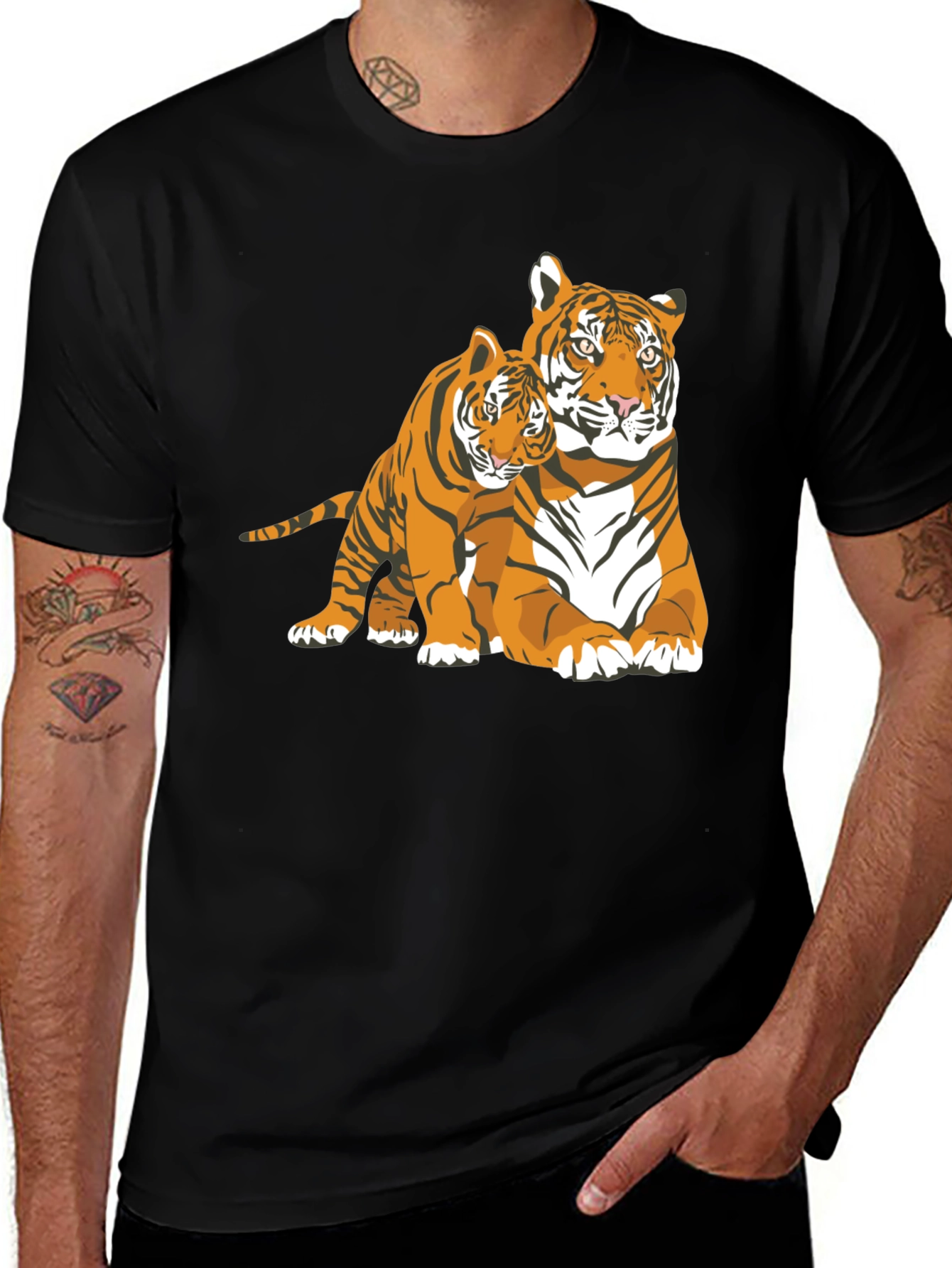 Variant 26 of Tiger Graphic Tee - Black Cotton Blend
