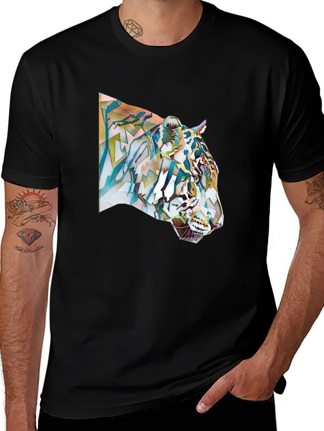 Variant 21 of Abstract Tiger Graphic Tee - Cool Men's T-Shirt