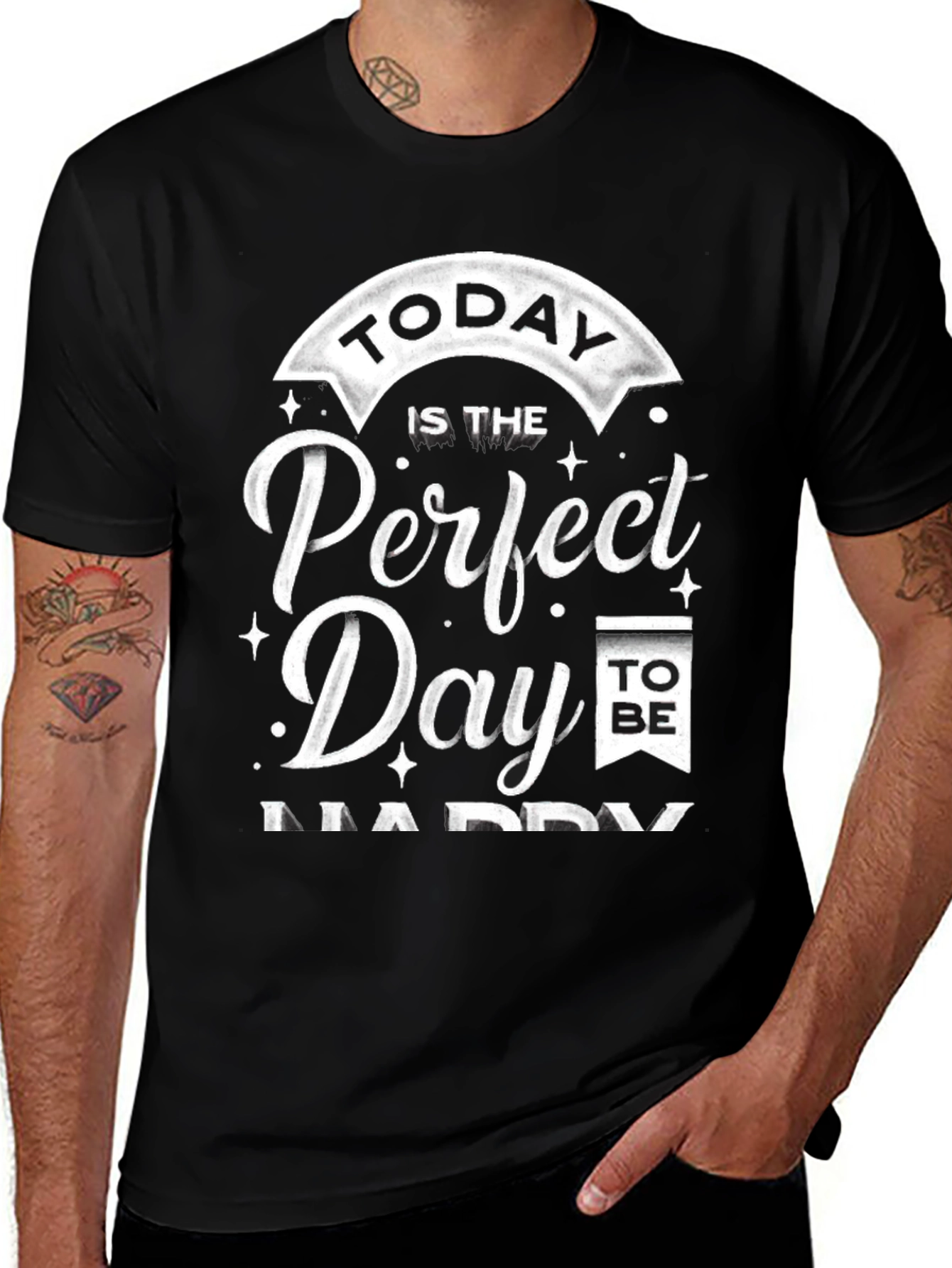 Variant 19 of Perfect Day to Be Happy Graphic Tee - Black