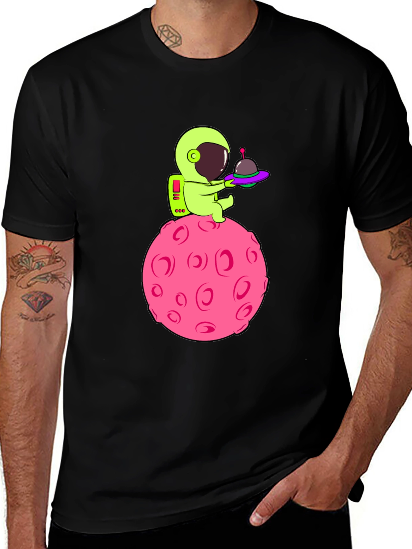 Variant 25 of Astronaut on Pink Moon Graphic T-Shirt