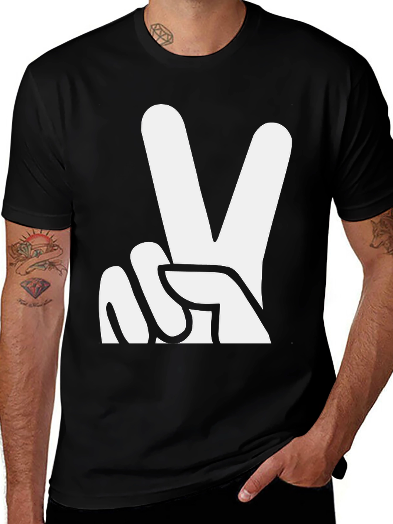 Variant 2 of Peace Sign Graphic Tee - Black T-Shirt