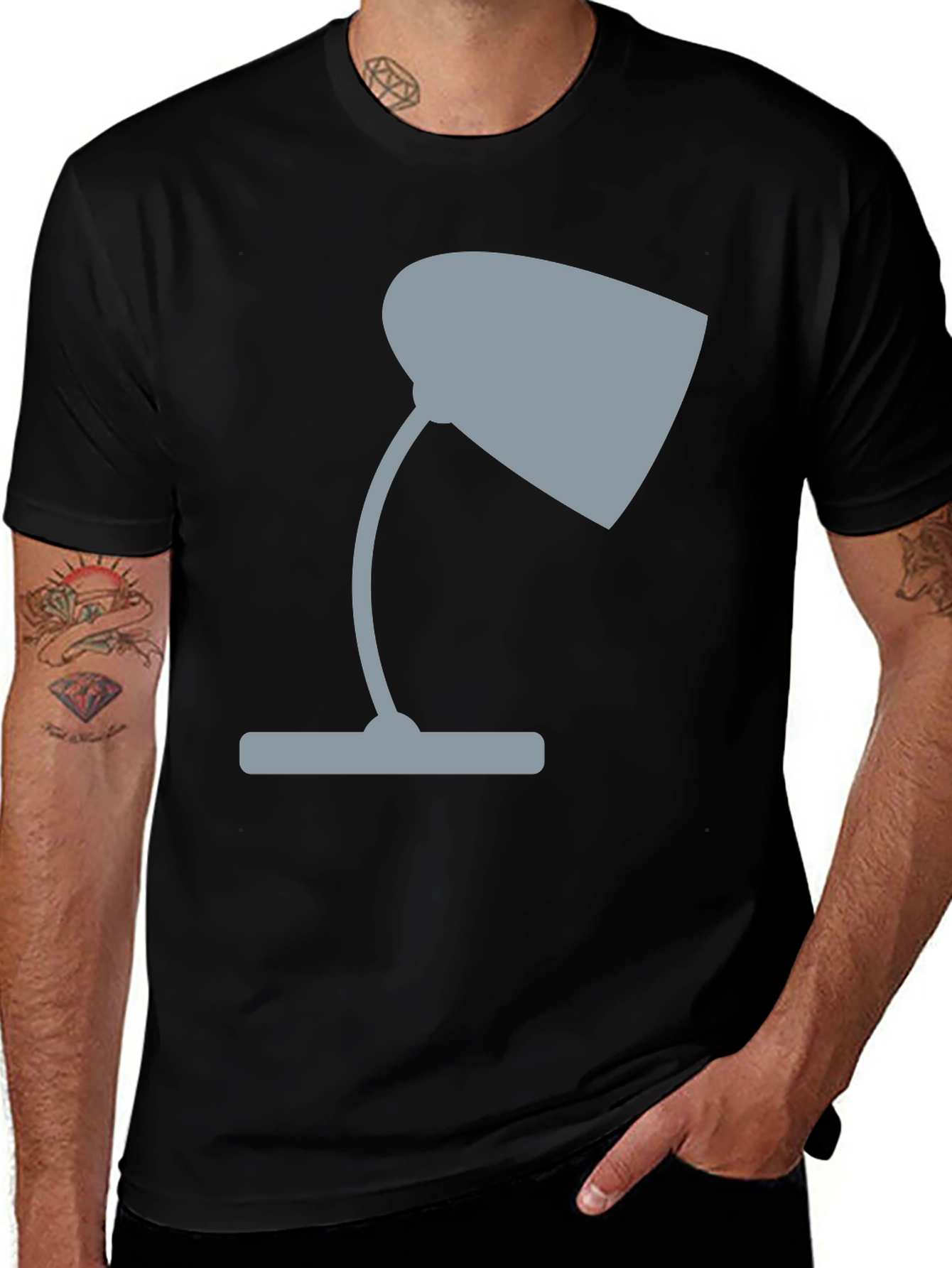 Variant 3 of Modern Lamp Graphic Tee - Casual Black T-Shirt