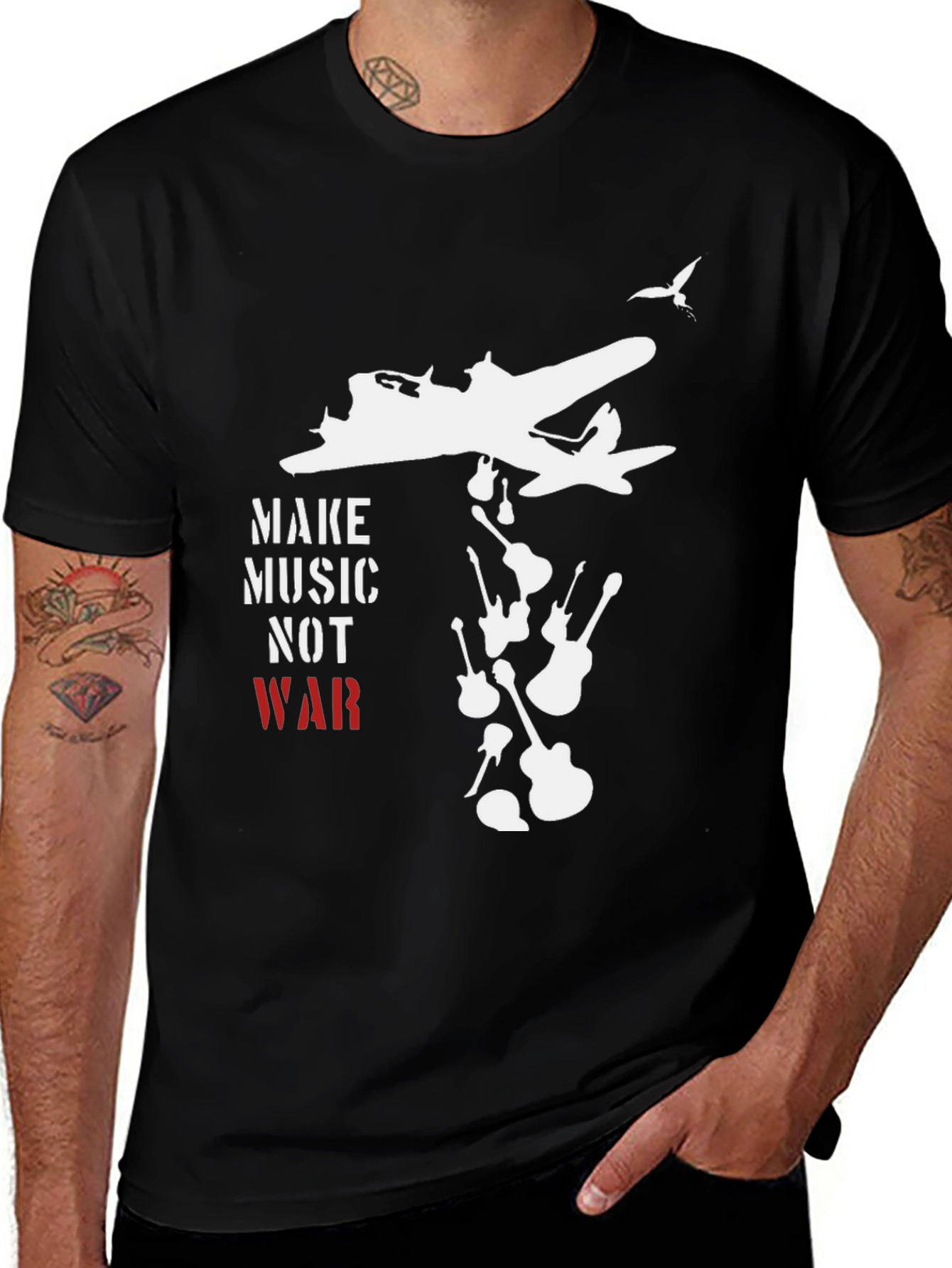 Variant 25 of Make Music Not War Graphic Tee - Black