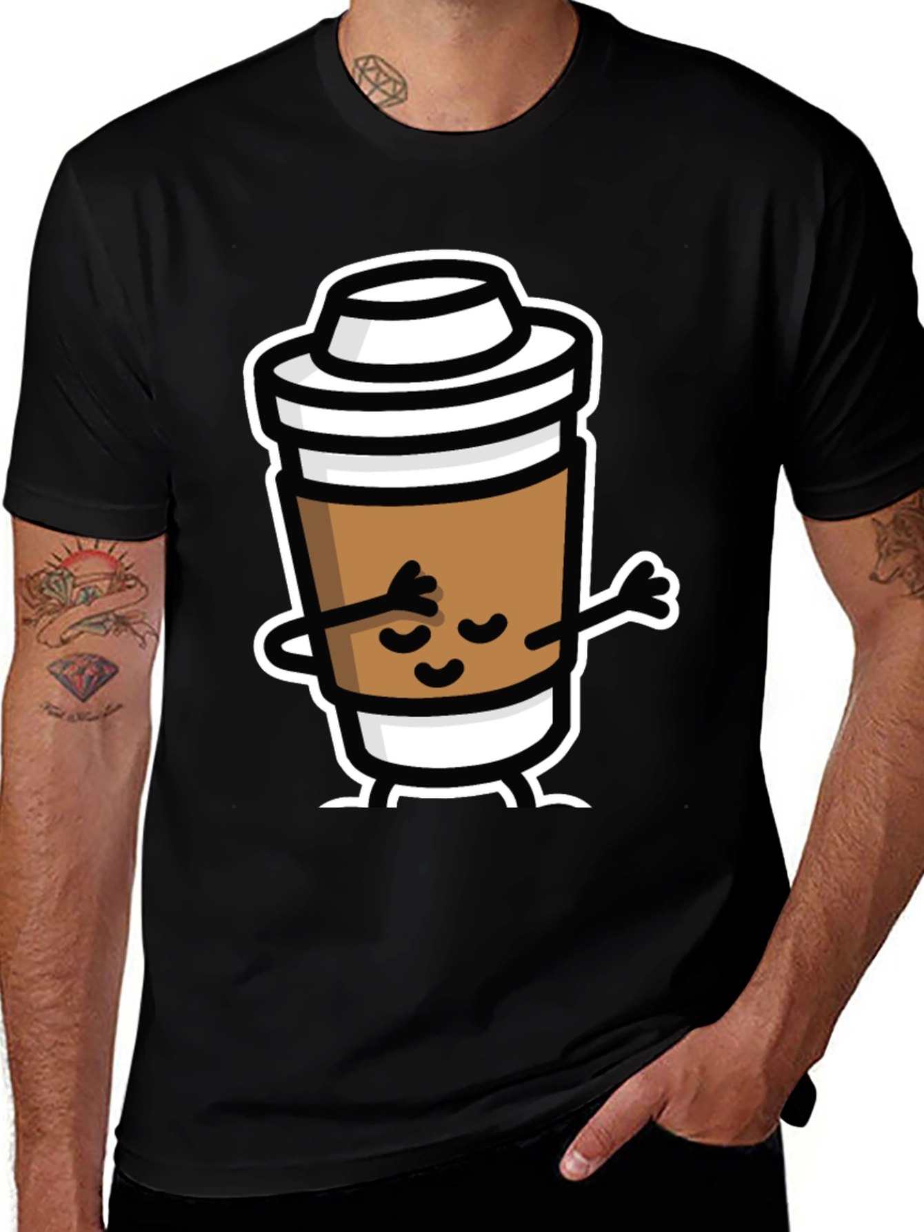 Variant 4 of Dabbing Coffee Cup Black T-Shirt