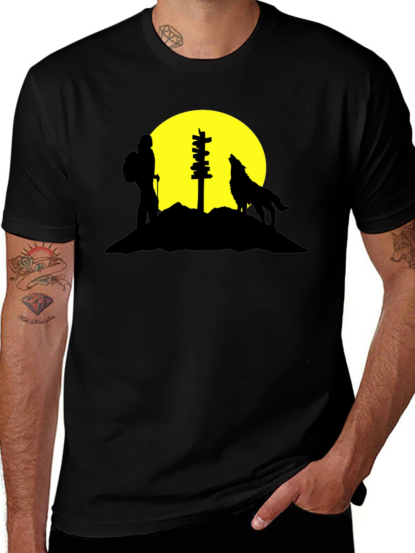 Variant 19 of Hiking Wolf Black T-Shirt