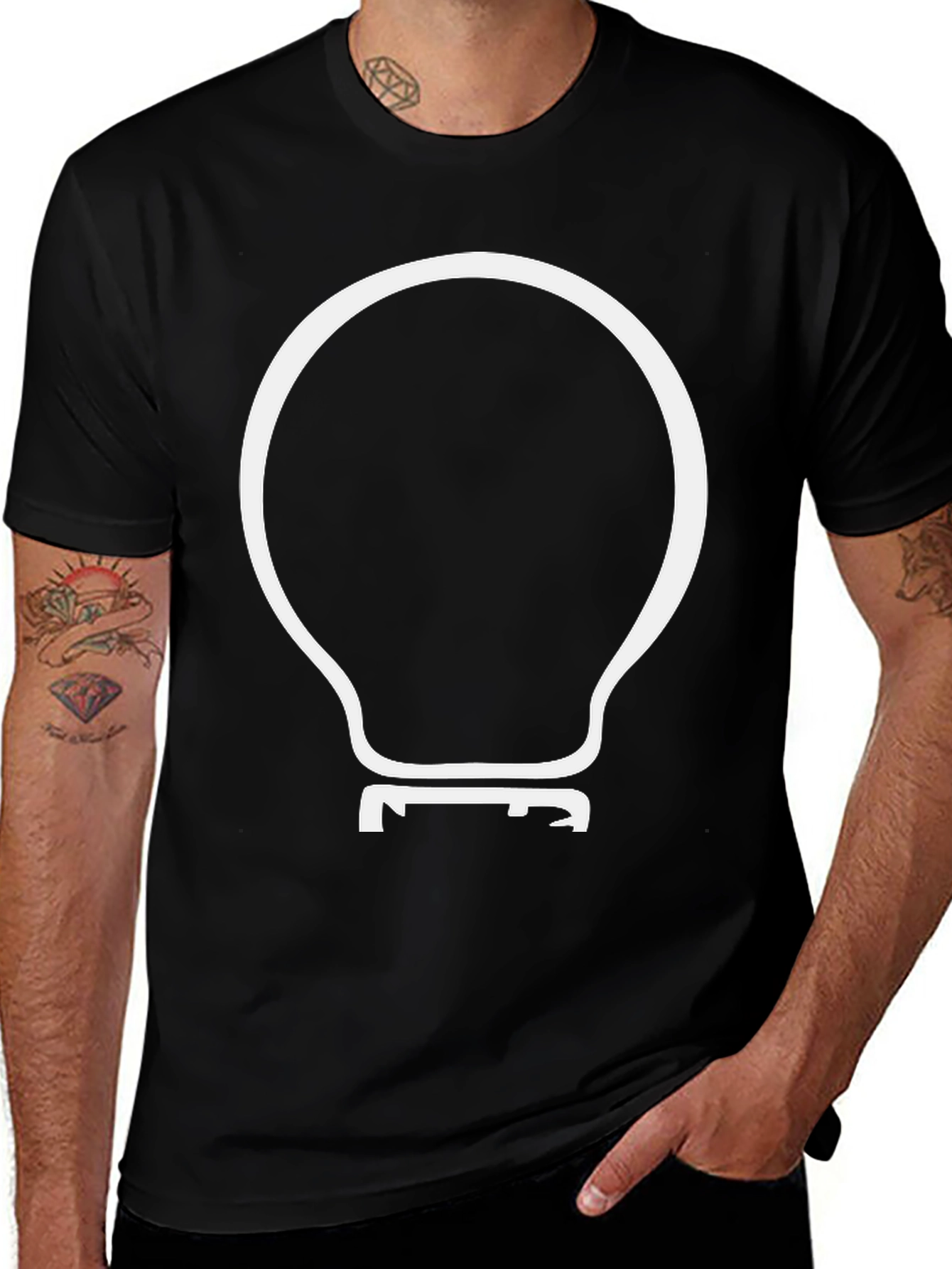 Variant 22 of Lightbulb Graphic Tee - Black Cotton Blend