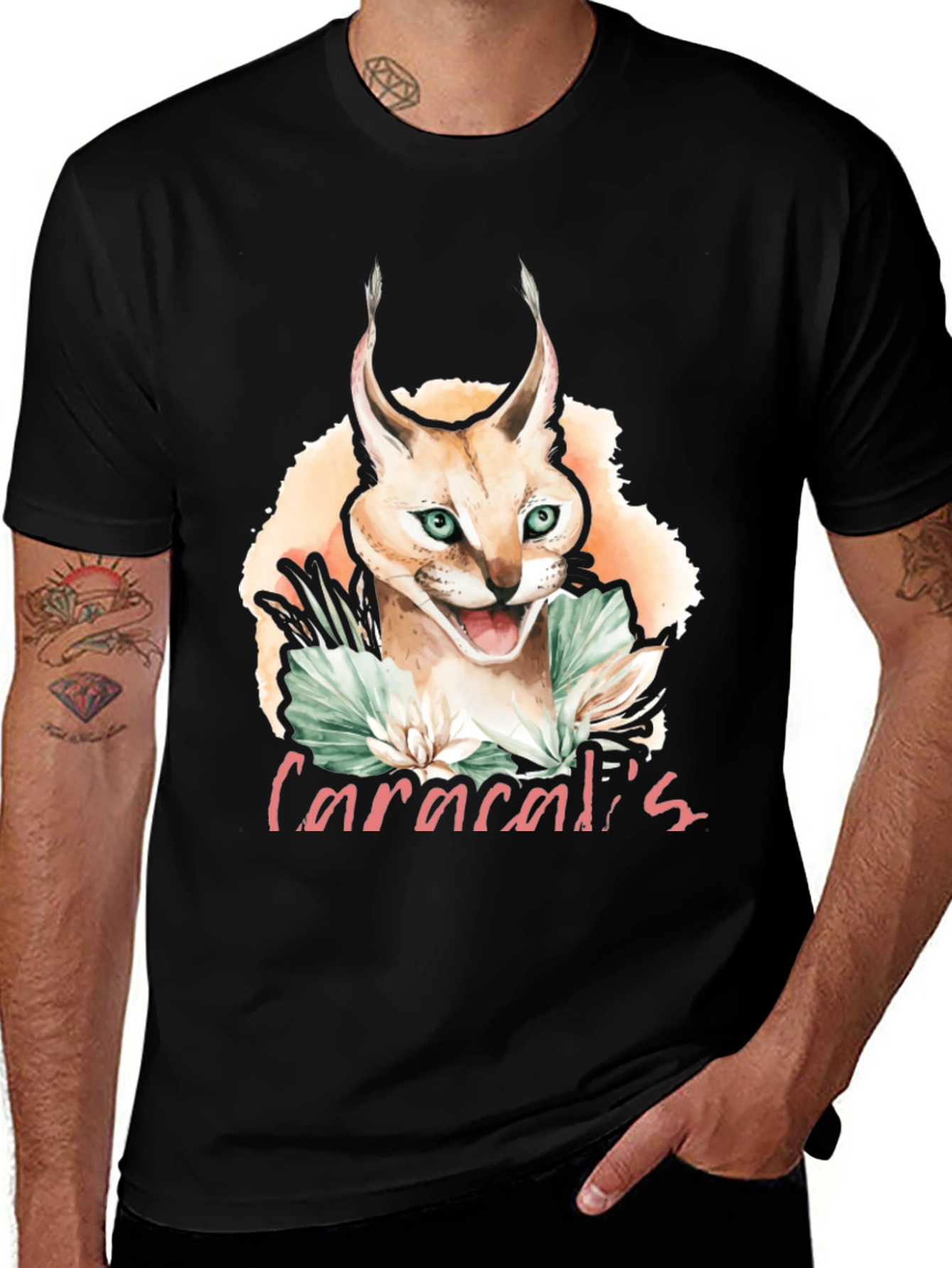 Caracal Cat Graphic T-Shirt