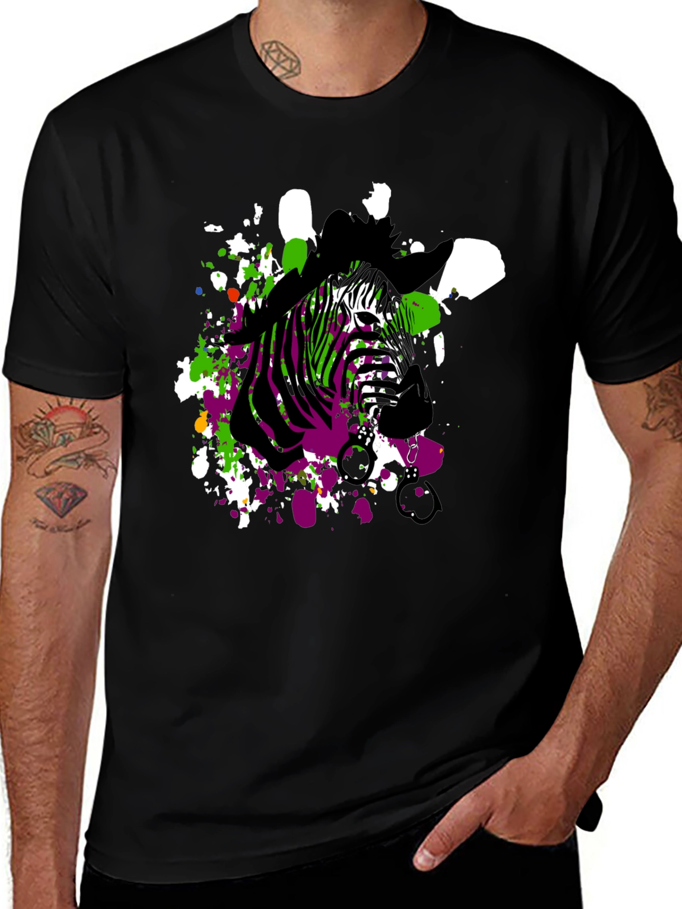 Variant 5 of Zebra Art Men's Black T-Shirt