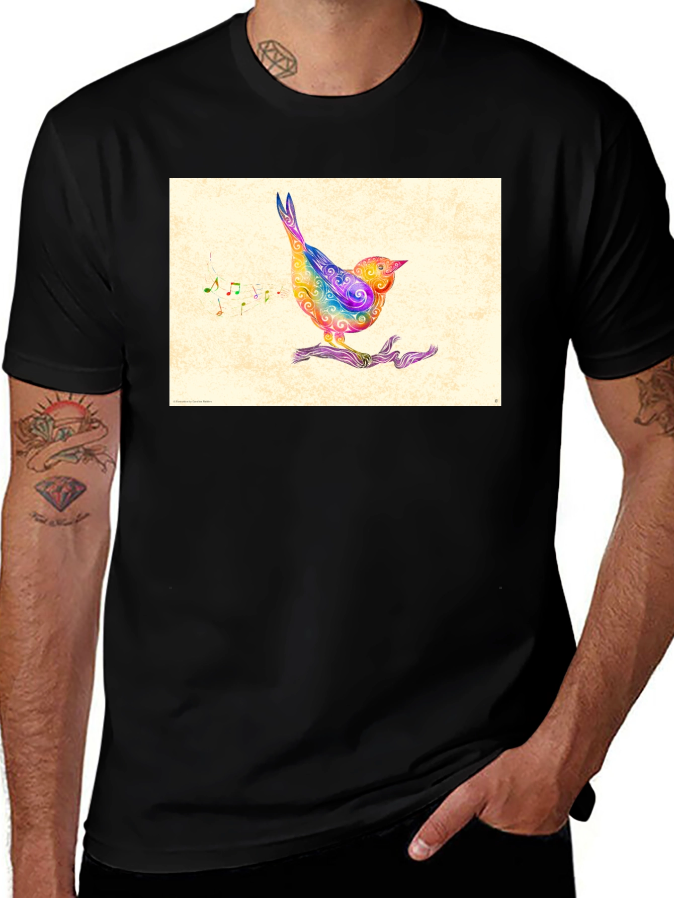 Variant 27 of Rainbow Bird Music Note Graphic Tee