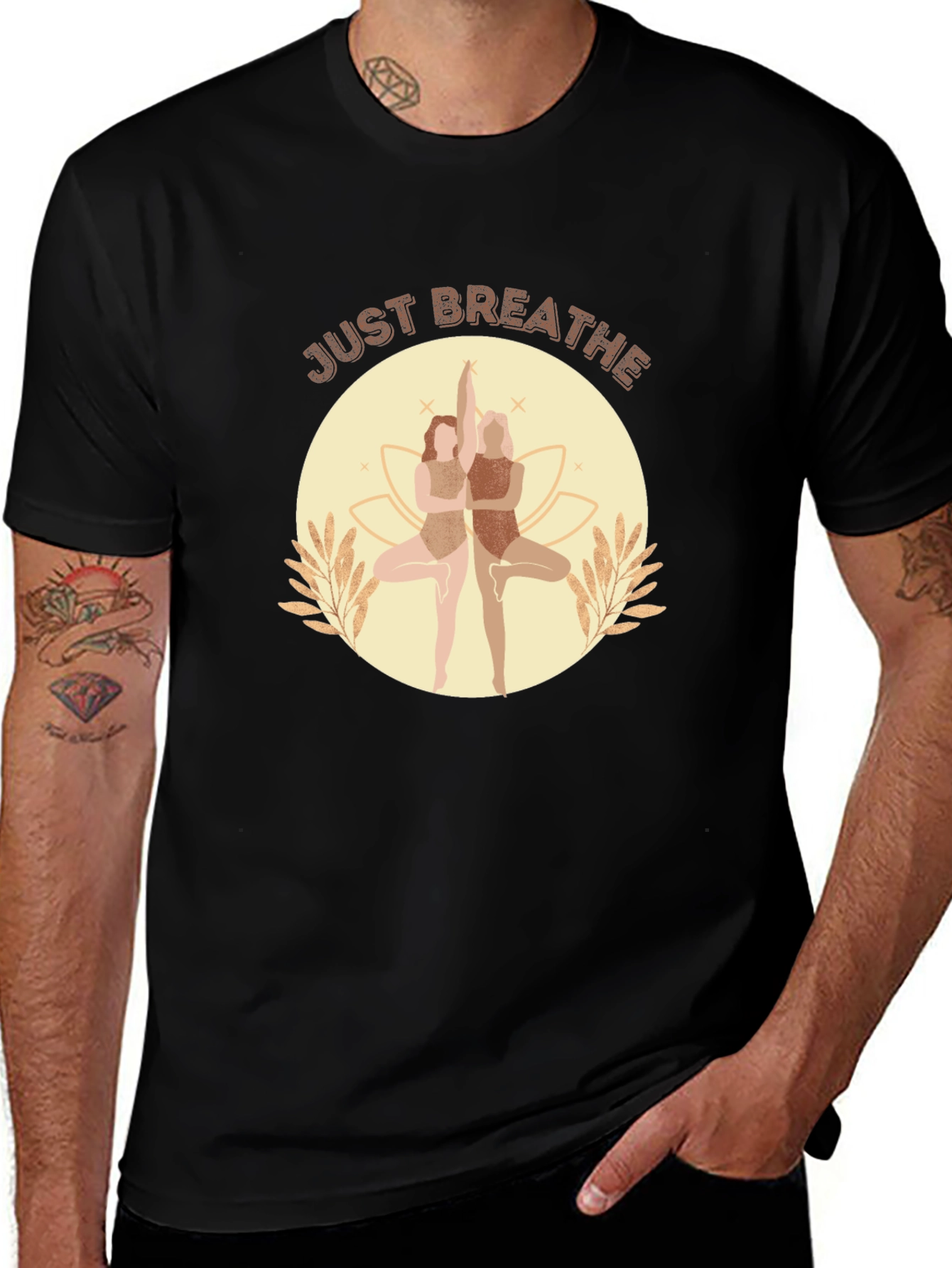 Variant 28 of Just Breathe Yoga T-Shirt - Black