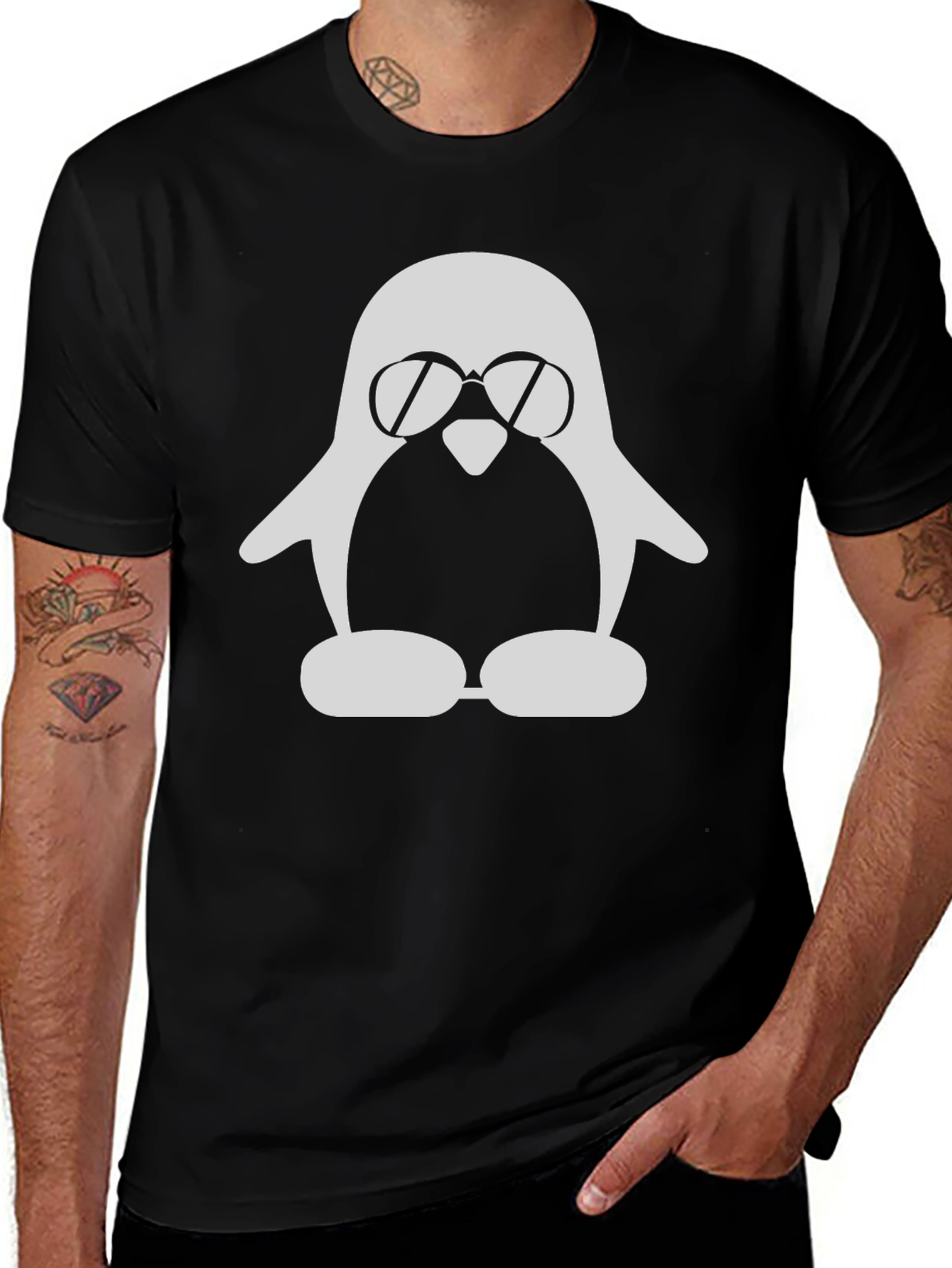 Variant 24 of Cool Penguin Graphic T-Shirt - Black
