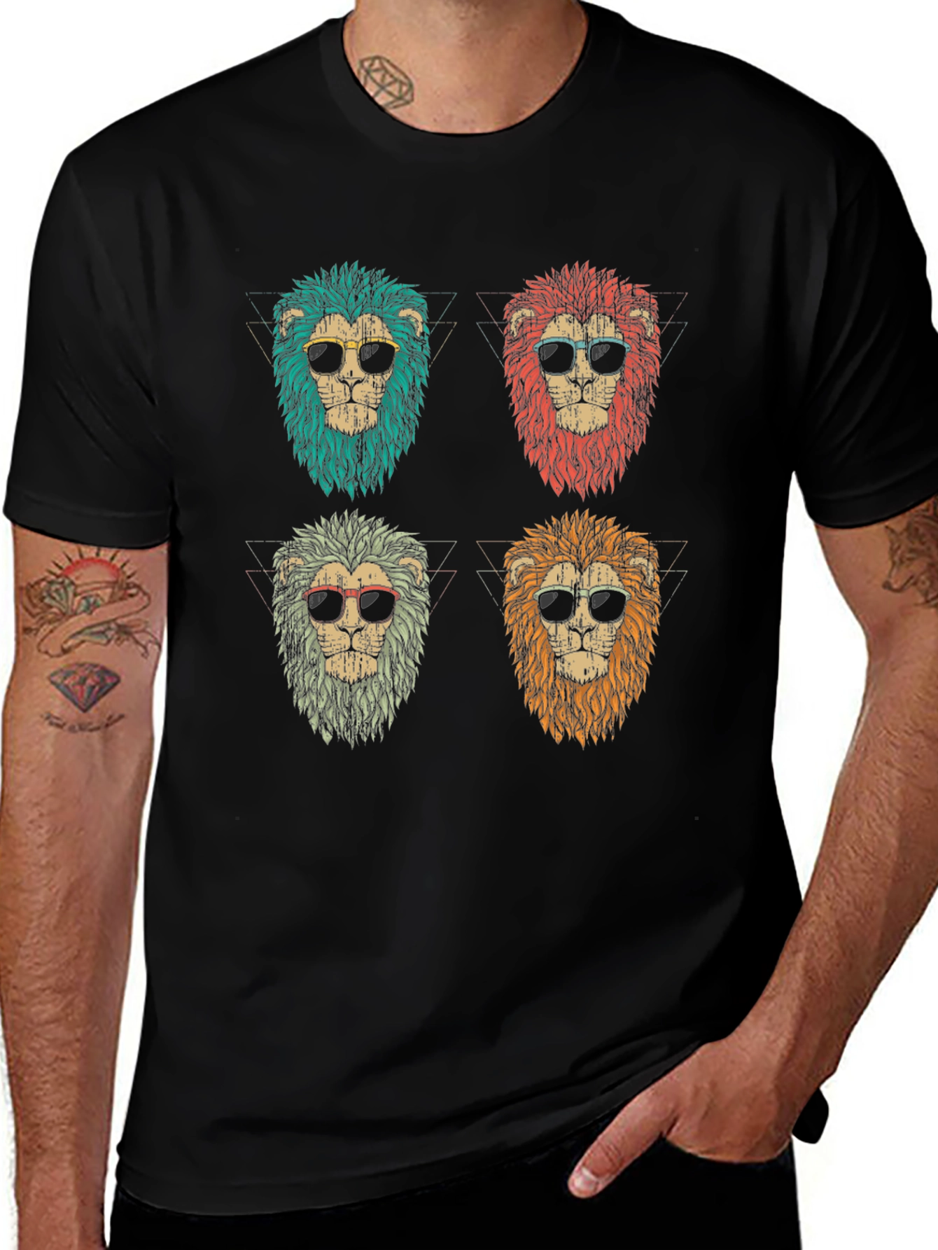 Variant 3 of Lion Pop Art Graphic Tee - Cool Colorful Design