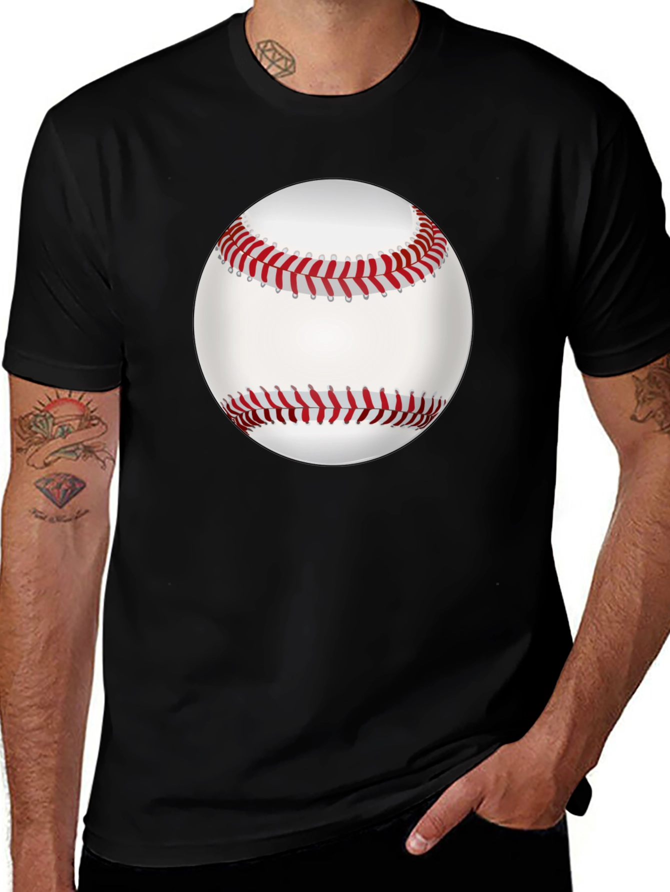 Variant 2 of Baseball Graphic Tee - Black Cotton Casual Shirt