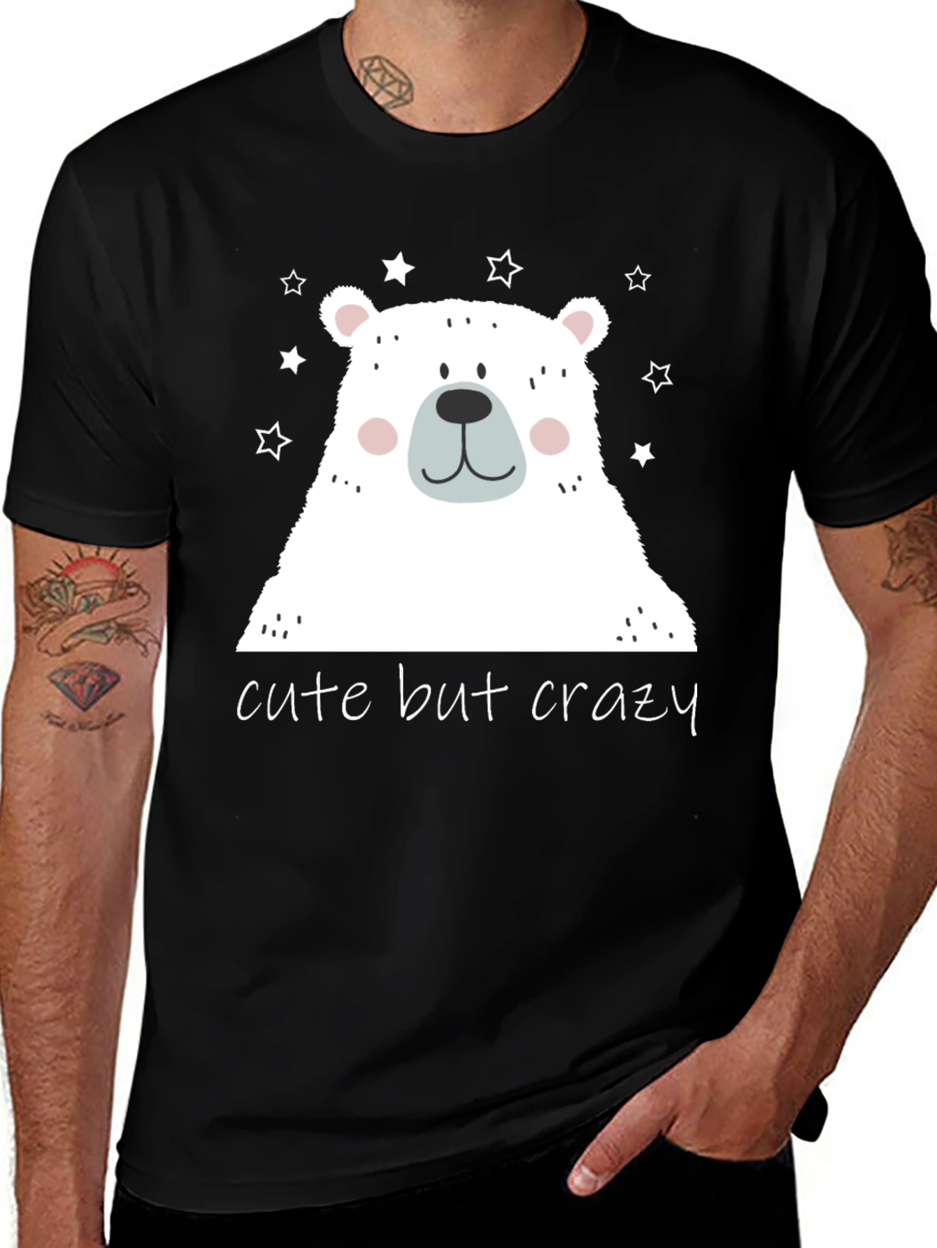 Black Cute But Crazy Bear Graphic Tee main image