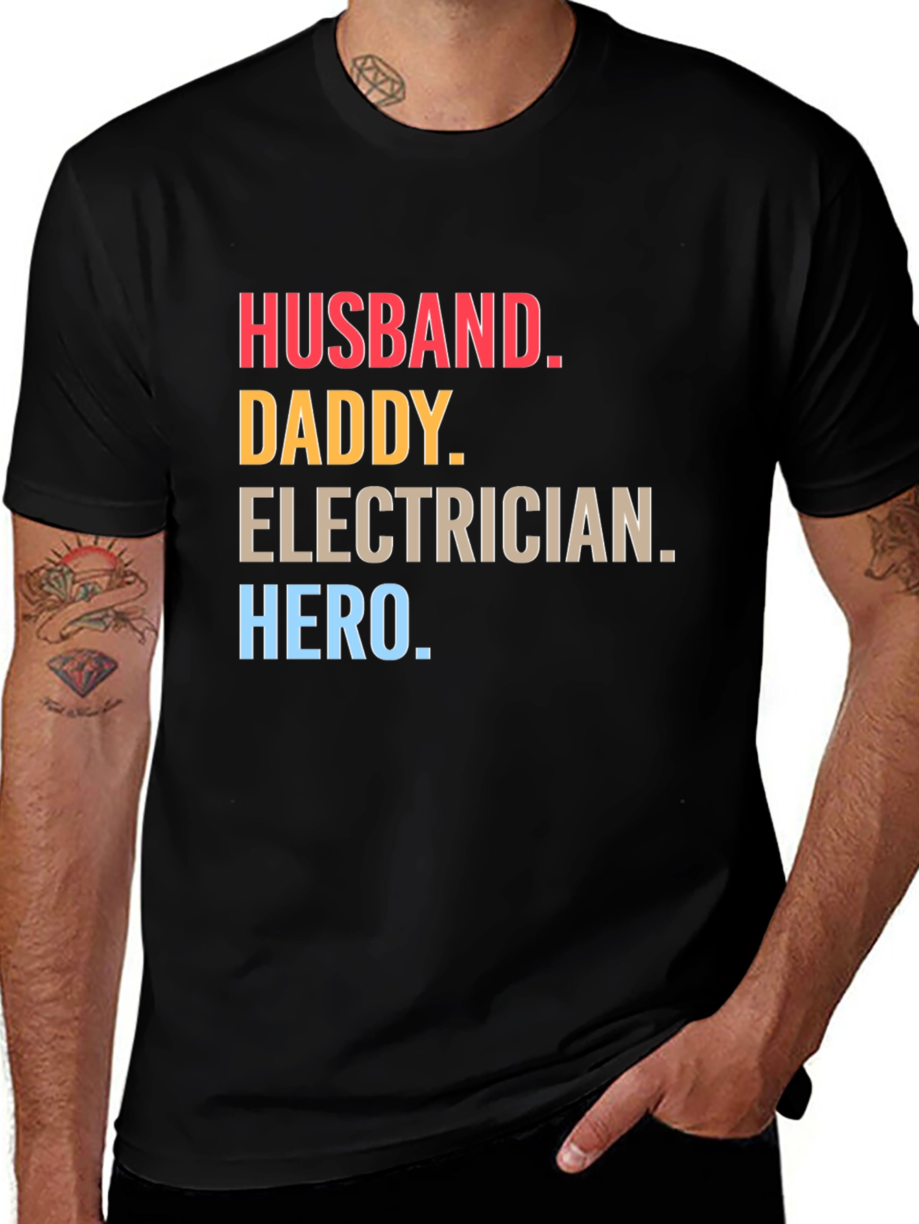 Variant 18 of Husband Daddy Electrician Hero T-Shirt