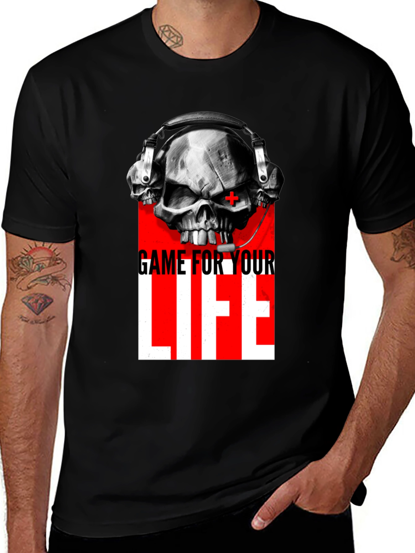 Variant 8 of Game For Your Life Skull Graphic Tee