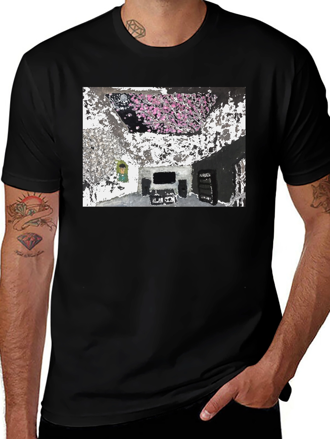 Variant 17 of Abstract Room Black Tee