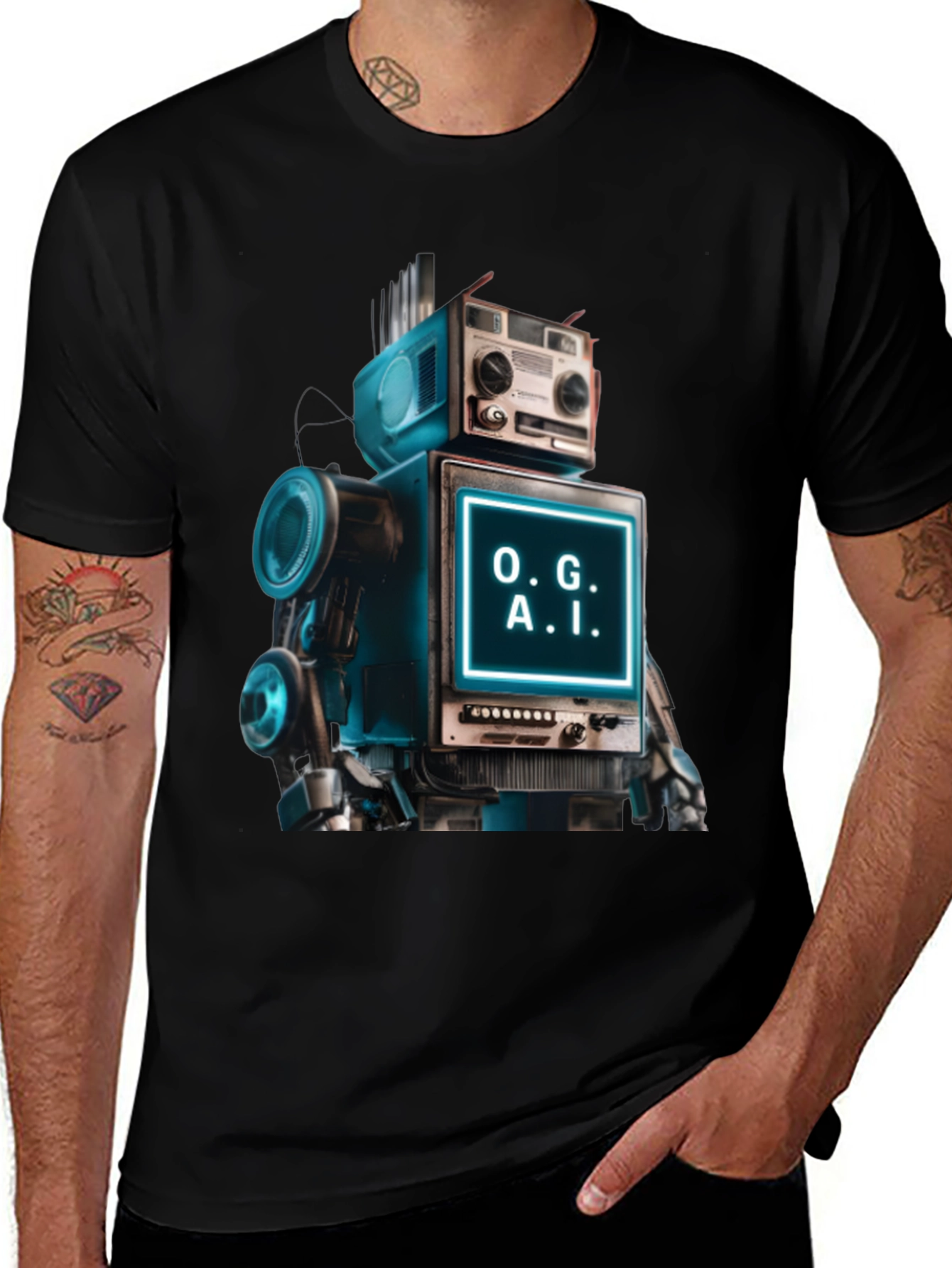 Variant 19 of O.G. A.I. Robot T-Shirt - Futuristic Design