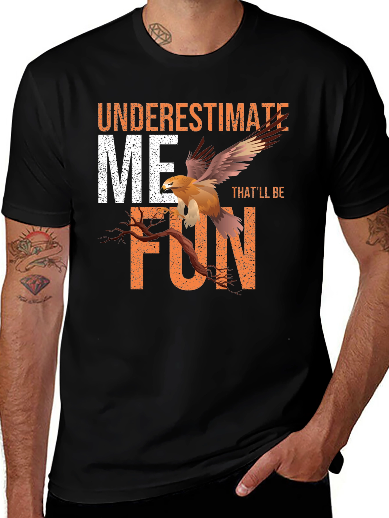 Variant 3 of Underestimate Me T-Shirt with Eagle Design