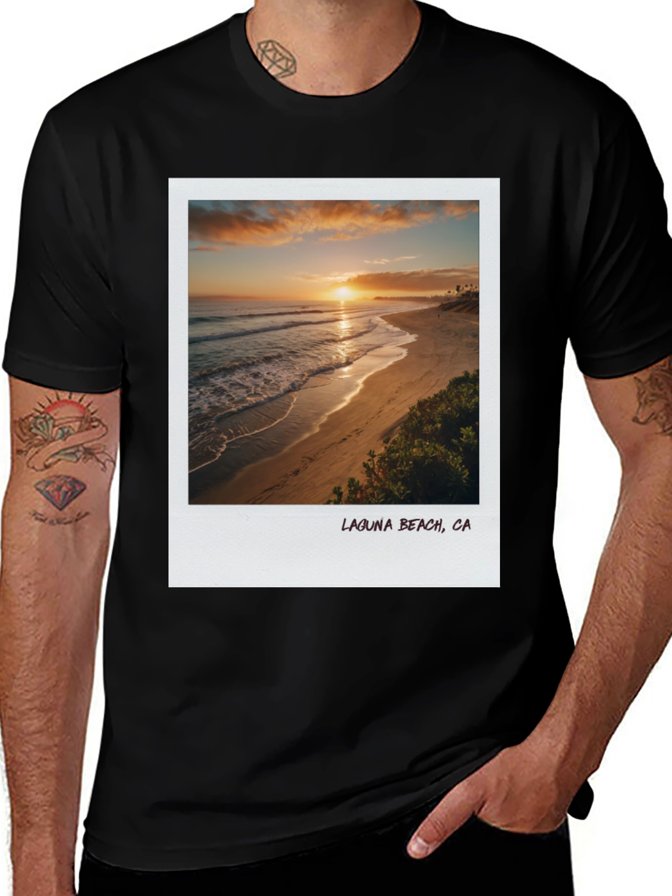 Laguna Beach Sunset Graphic Tee - Black