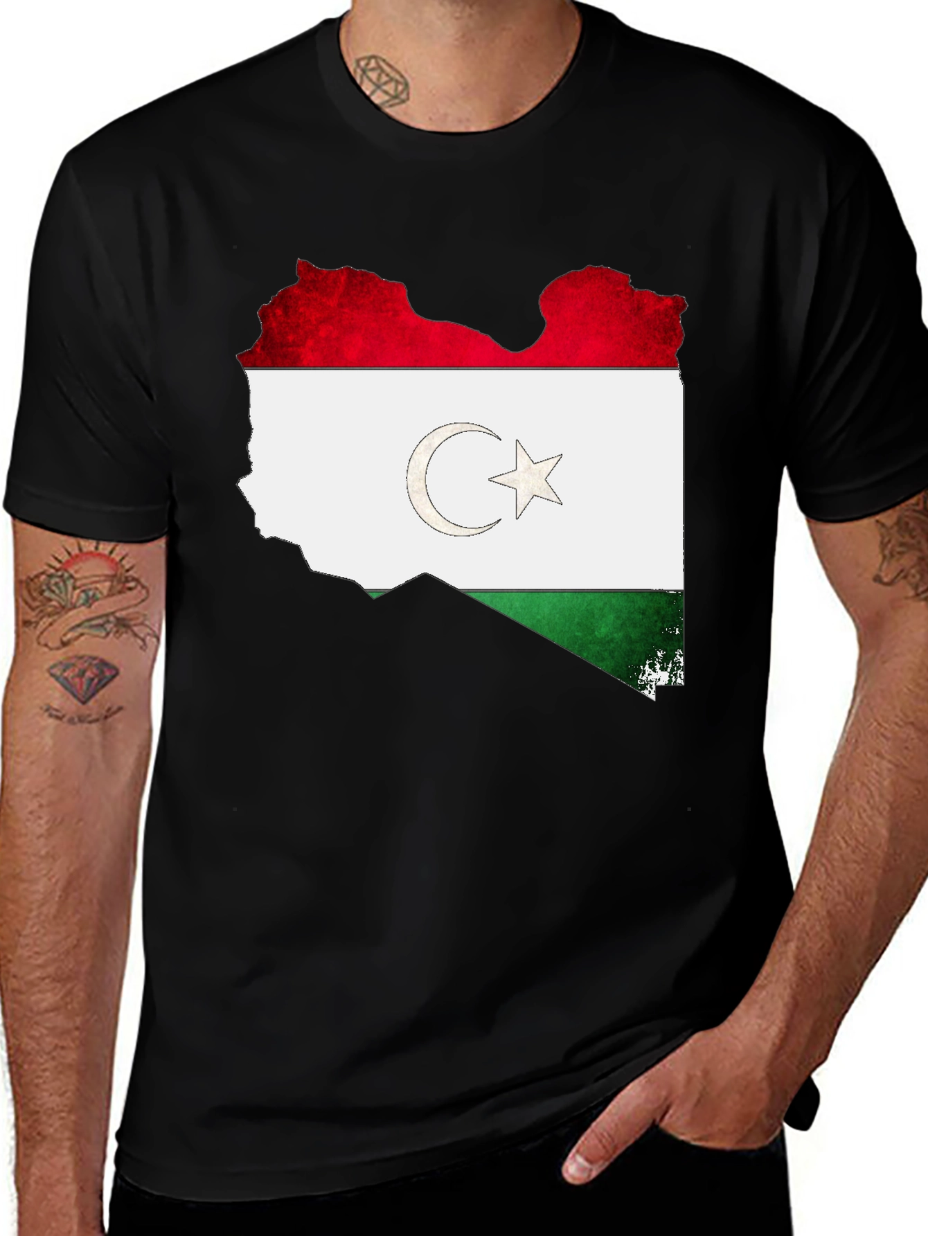 Libya Flag T-Shirt - Map Design
