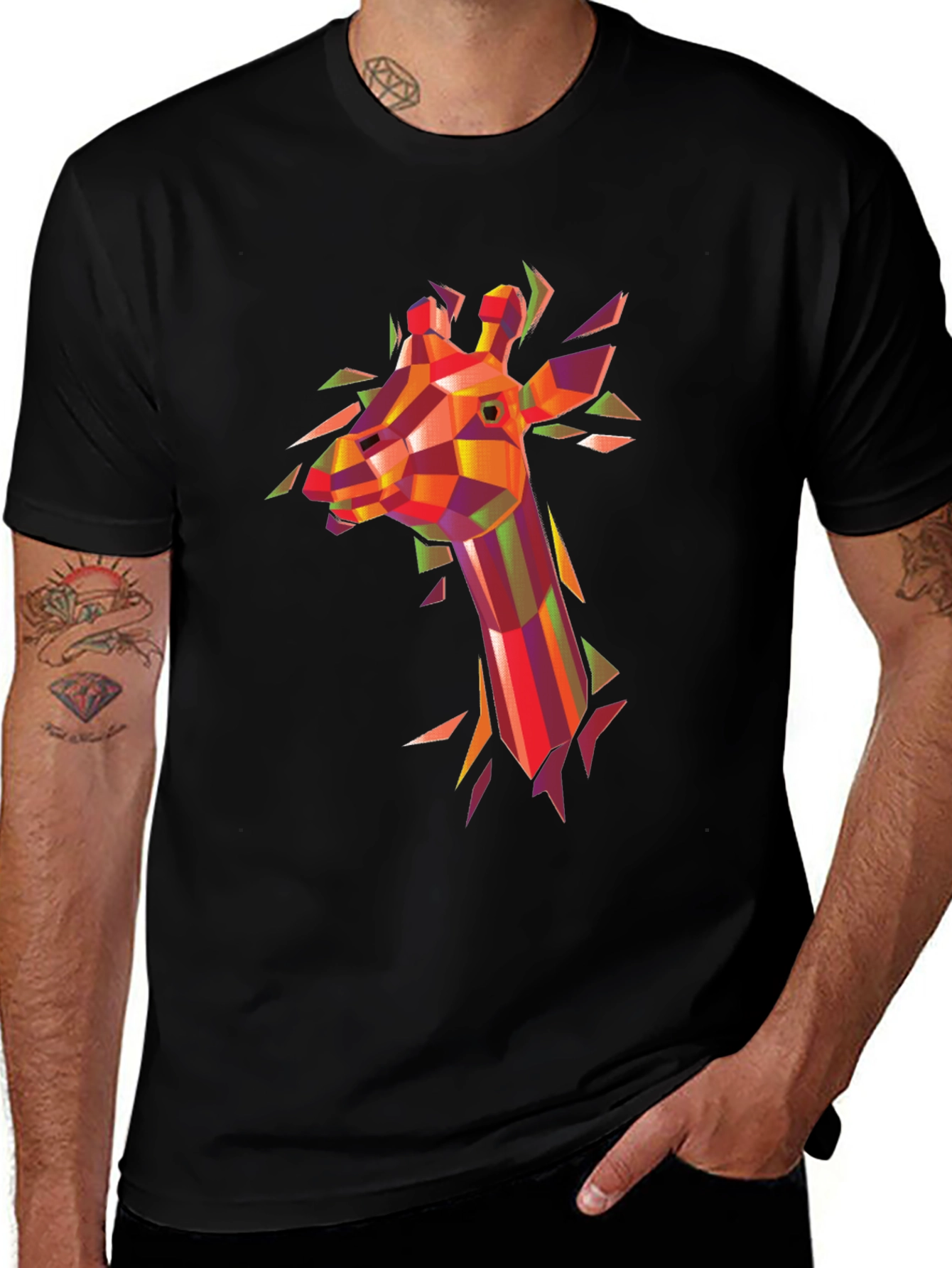 Variant 16 of Geometric Giraffe Graphic Tee - Modern Art Shirt