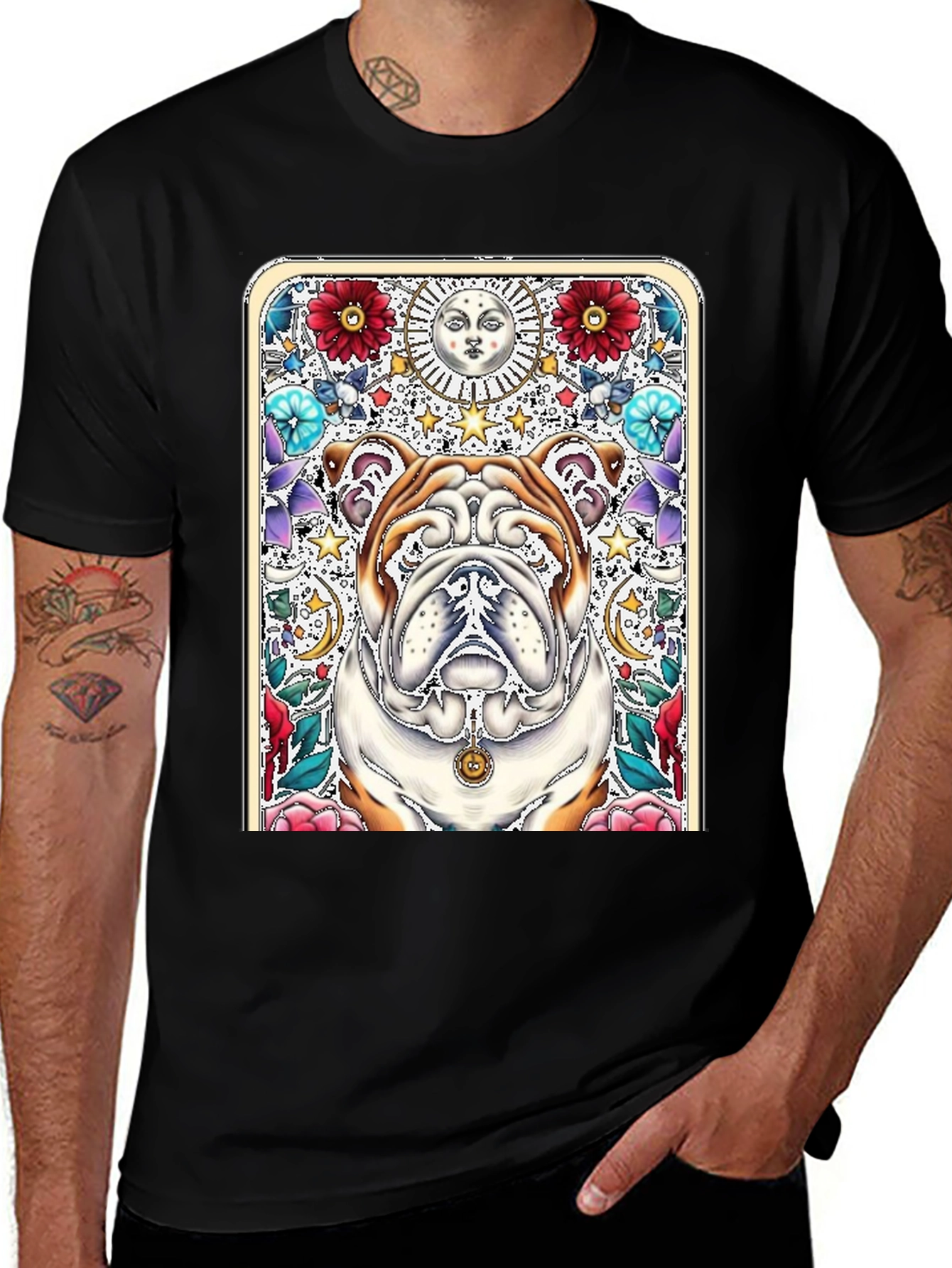 Variant 24 of Bulldog Tarot Card T-Shirt - Unique Graphic Tee