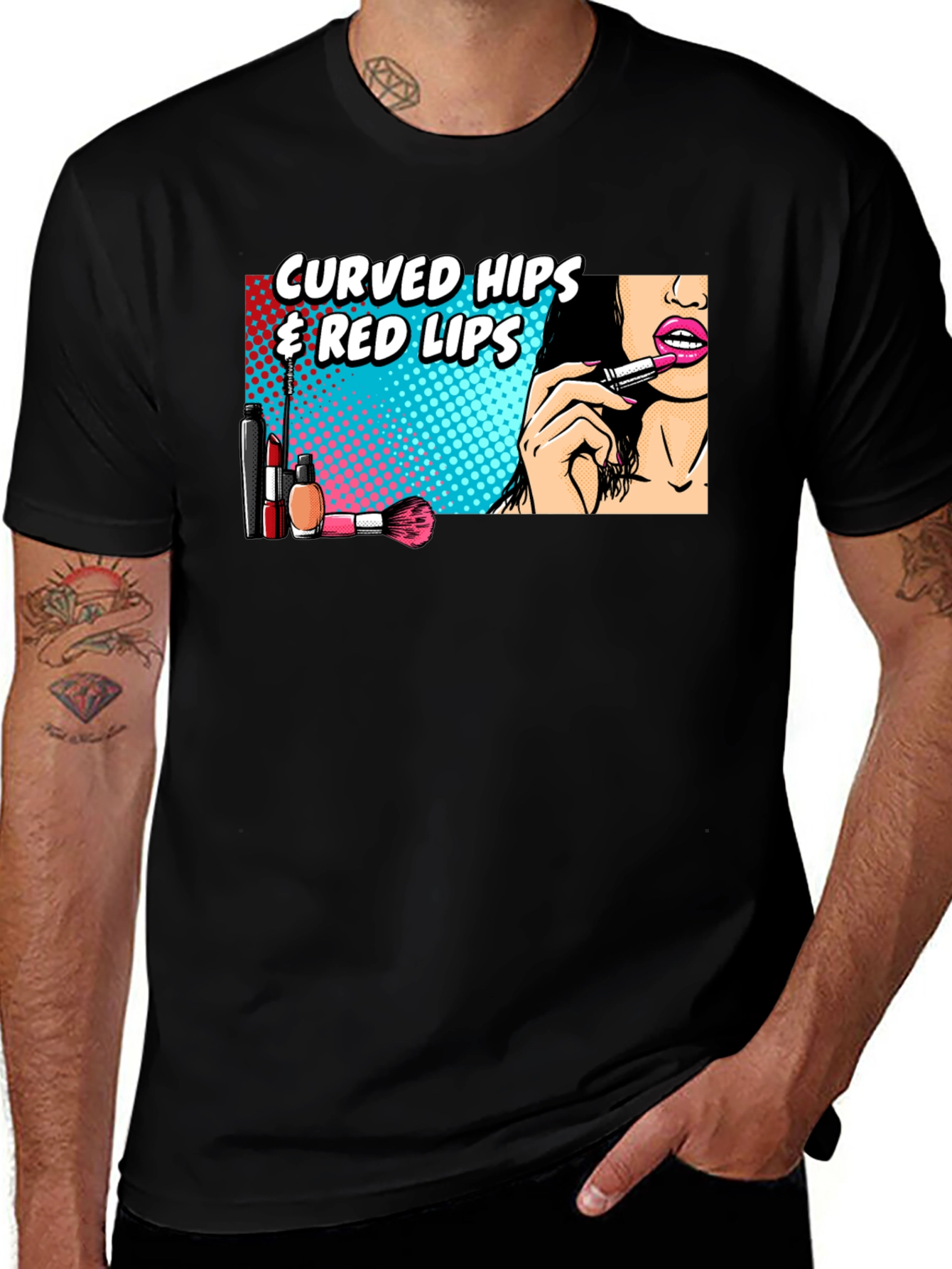 Variant 28 of Curved Hips & Red Lips Graphic Tee