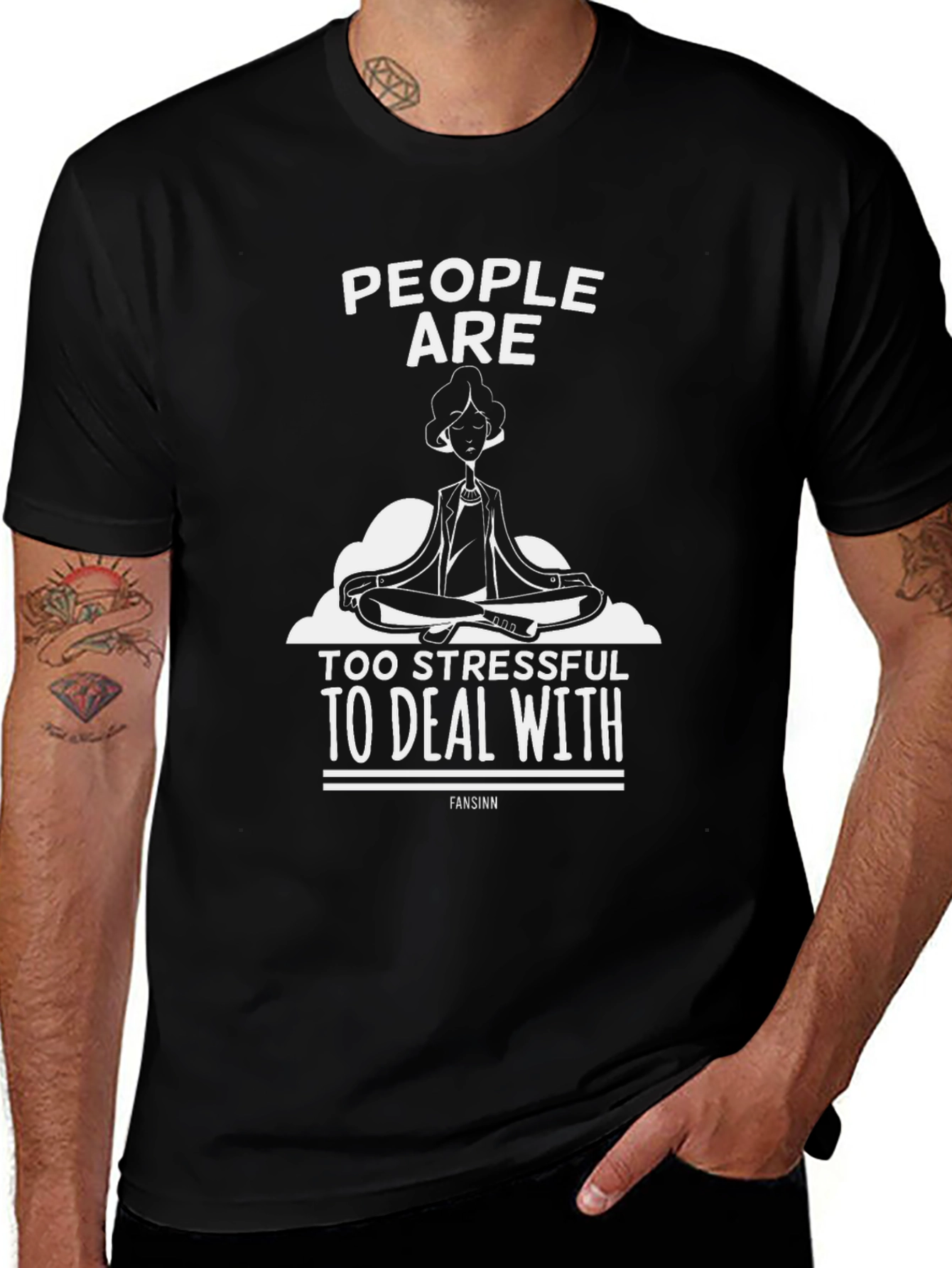 Variant 20 of Stress-Free Tee: "People Are Too Stressful" Graphic T-Shirt
