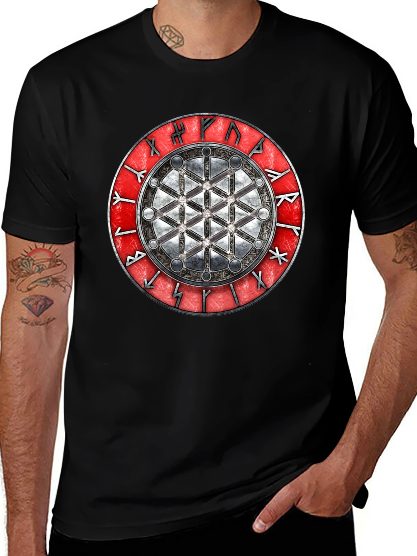 Viking Runes and Flower of Life T-Shirt