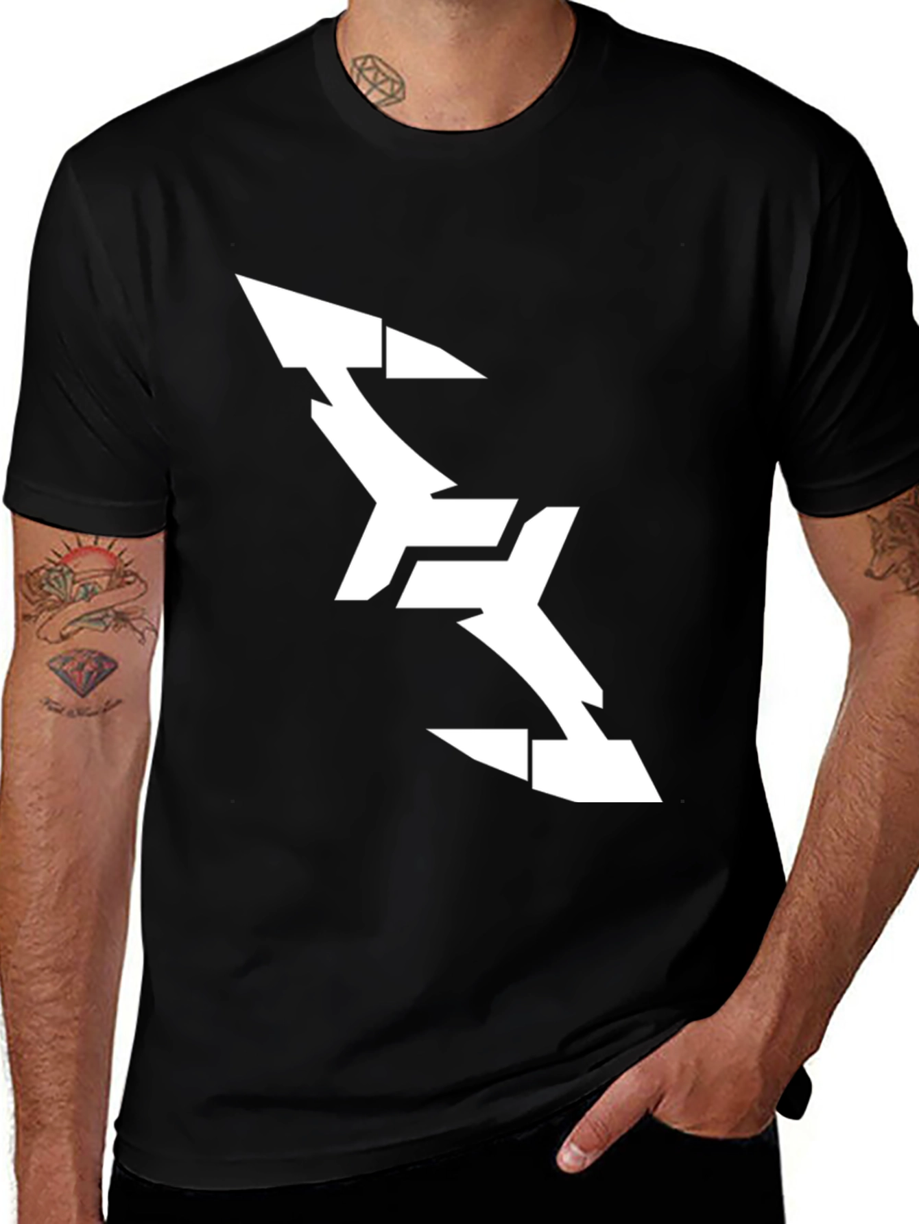 Variant 10 of Abstract Arrow Graphic Tee - Modern Black T-Shirt