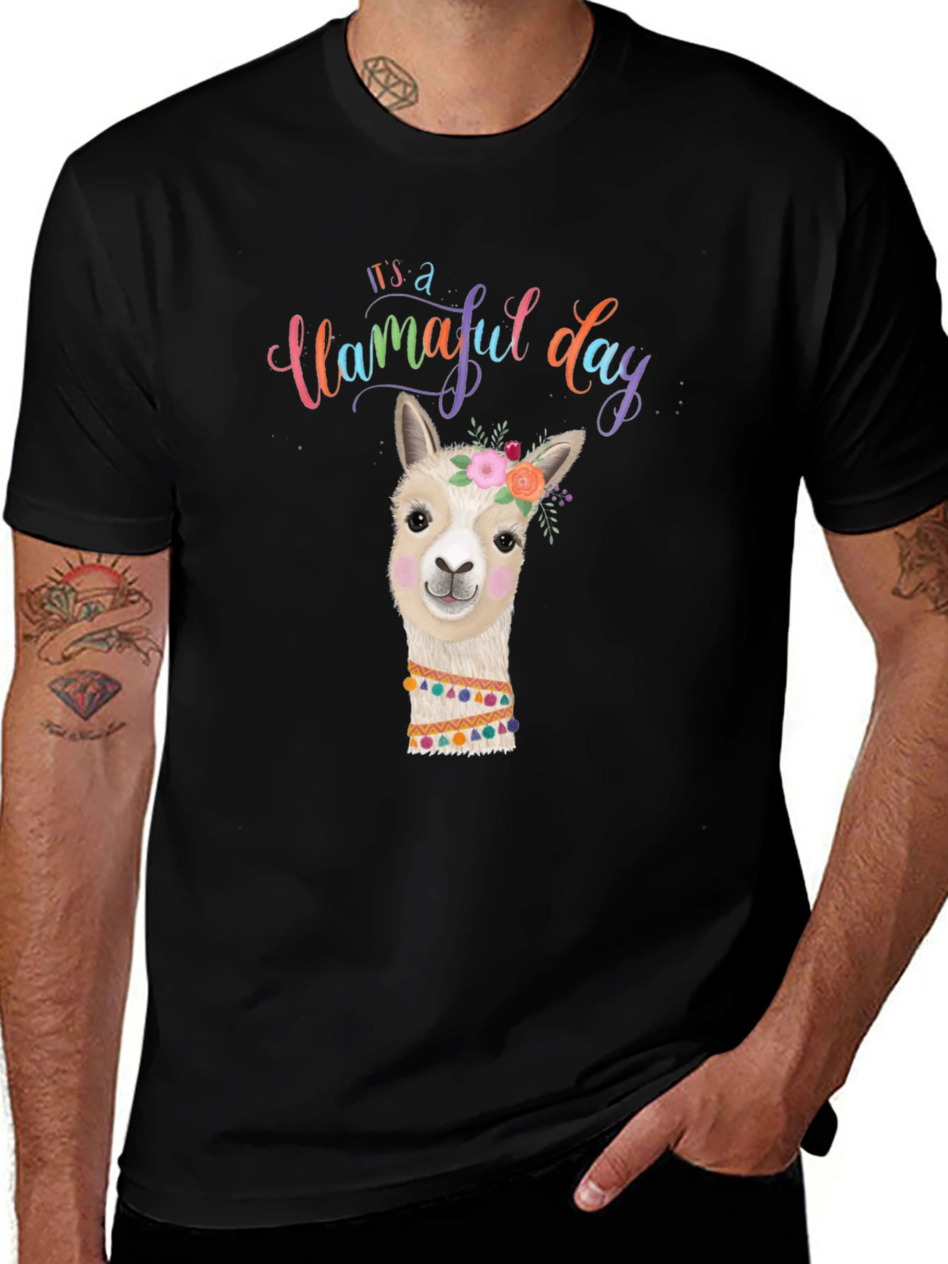 Variant 27 of Llamaful Day Black Graphic Tee