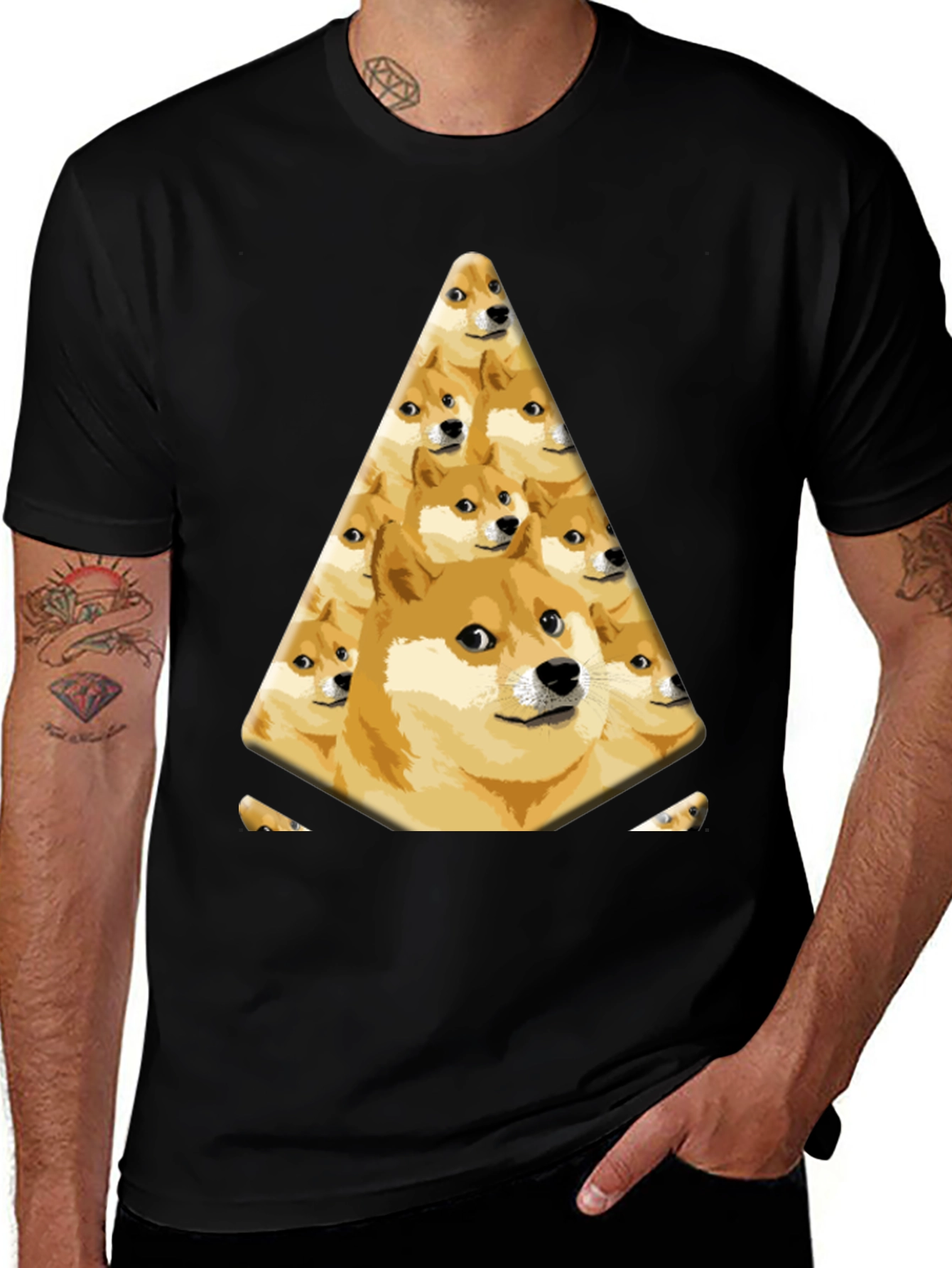 Variant 29 of Doge Pyramid Graphic Tee - Black Cotton T-Shirt