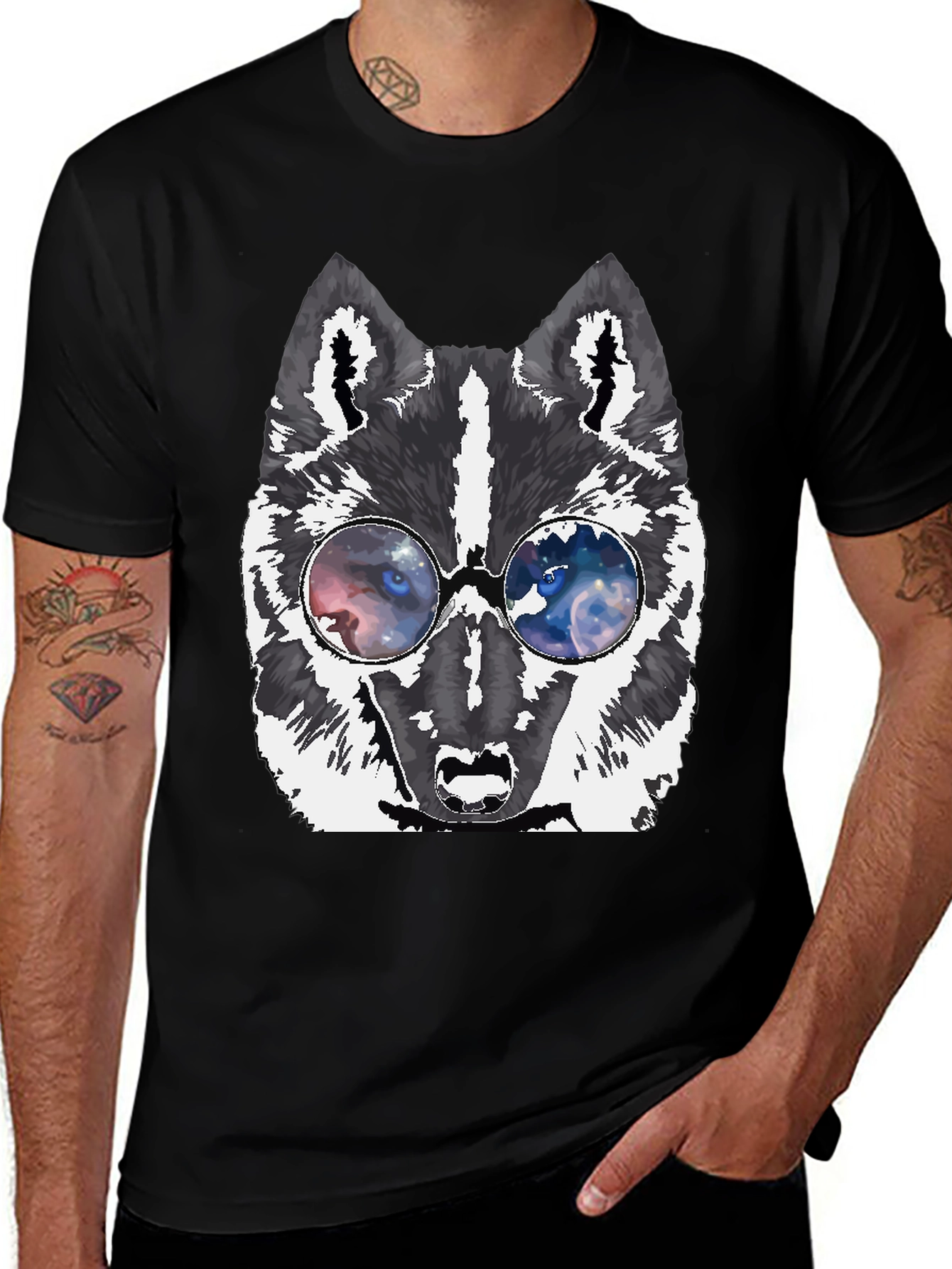 Variant 25 of Galaxy Wolf Graphic Tee - Cool Animal Print T-Shirt