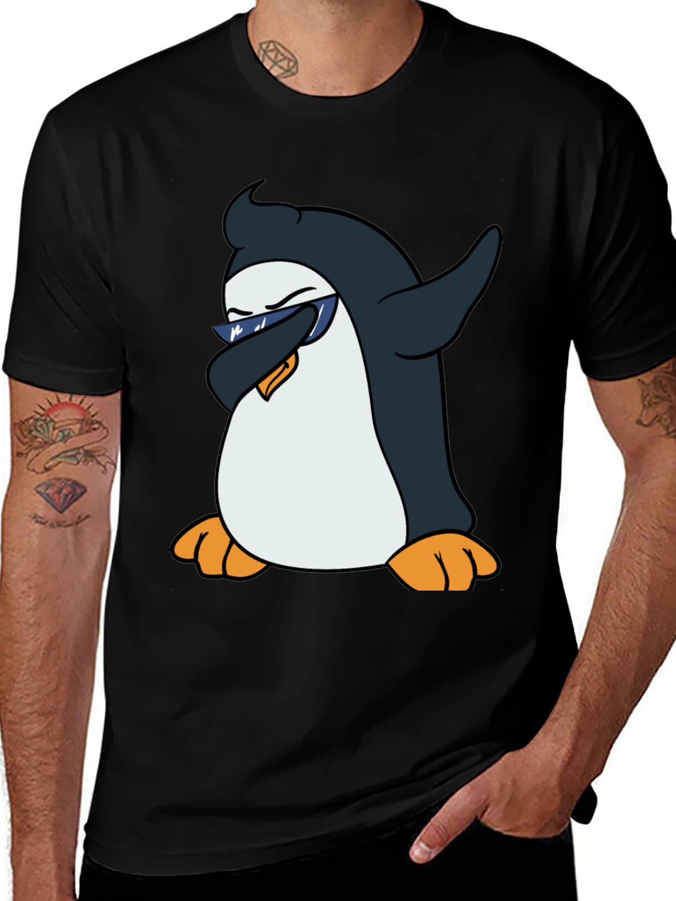Variant 5 of Dabbing Penguin Graphic Tee - Cool Black T-Shirt