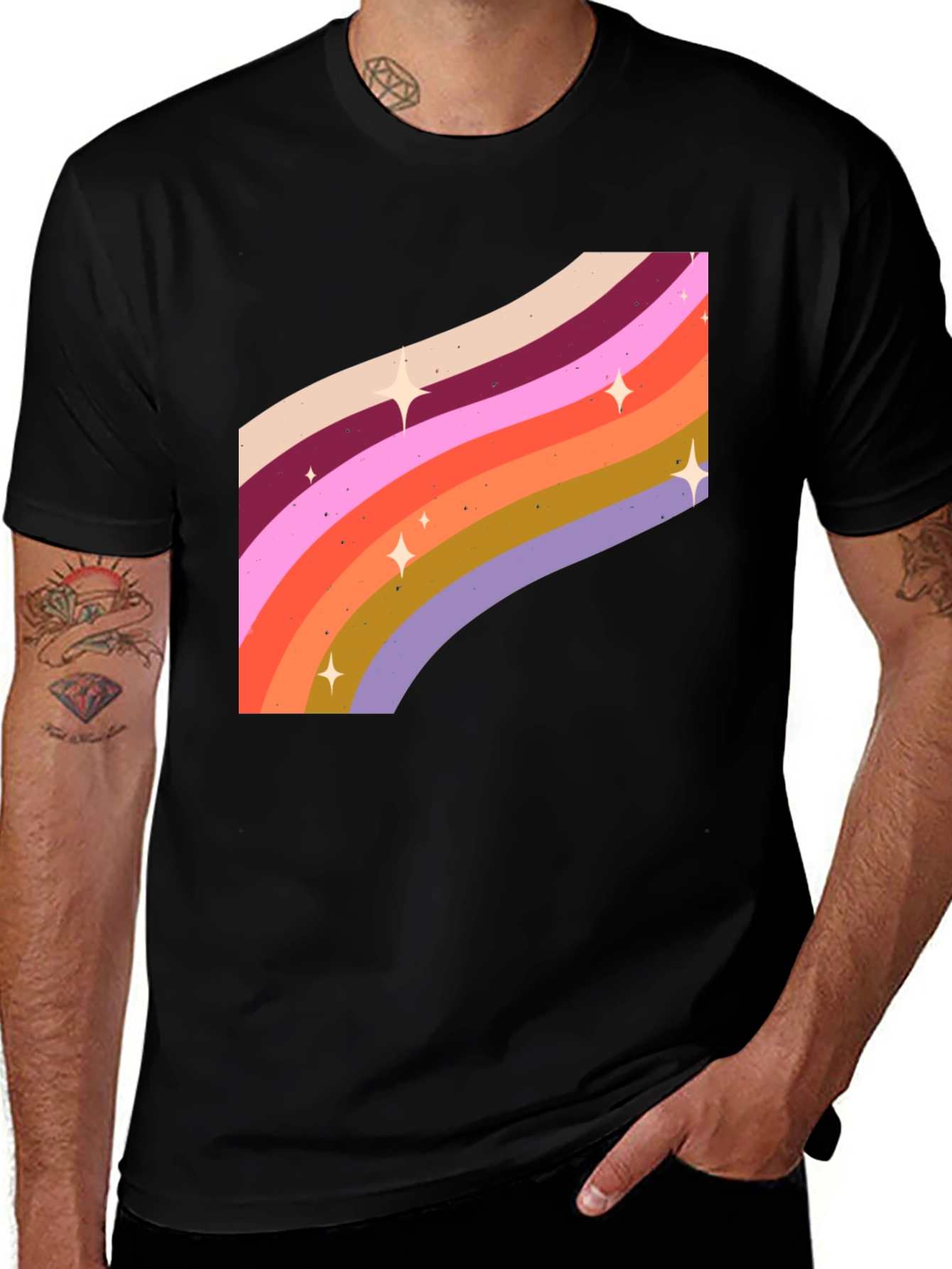 Variant 4 of Retro Rainbow Star T-Shirt - Groovy Style
