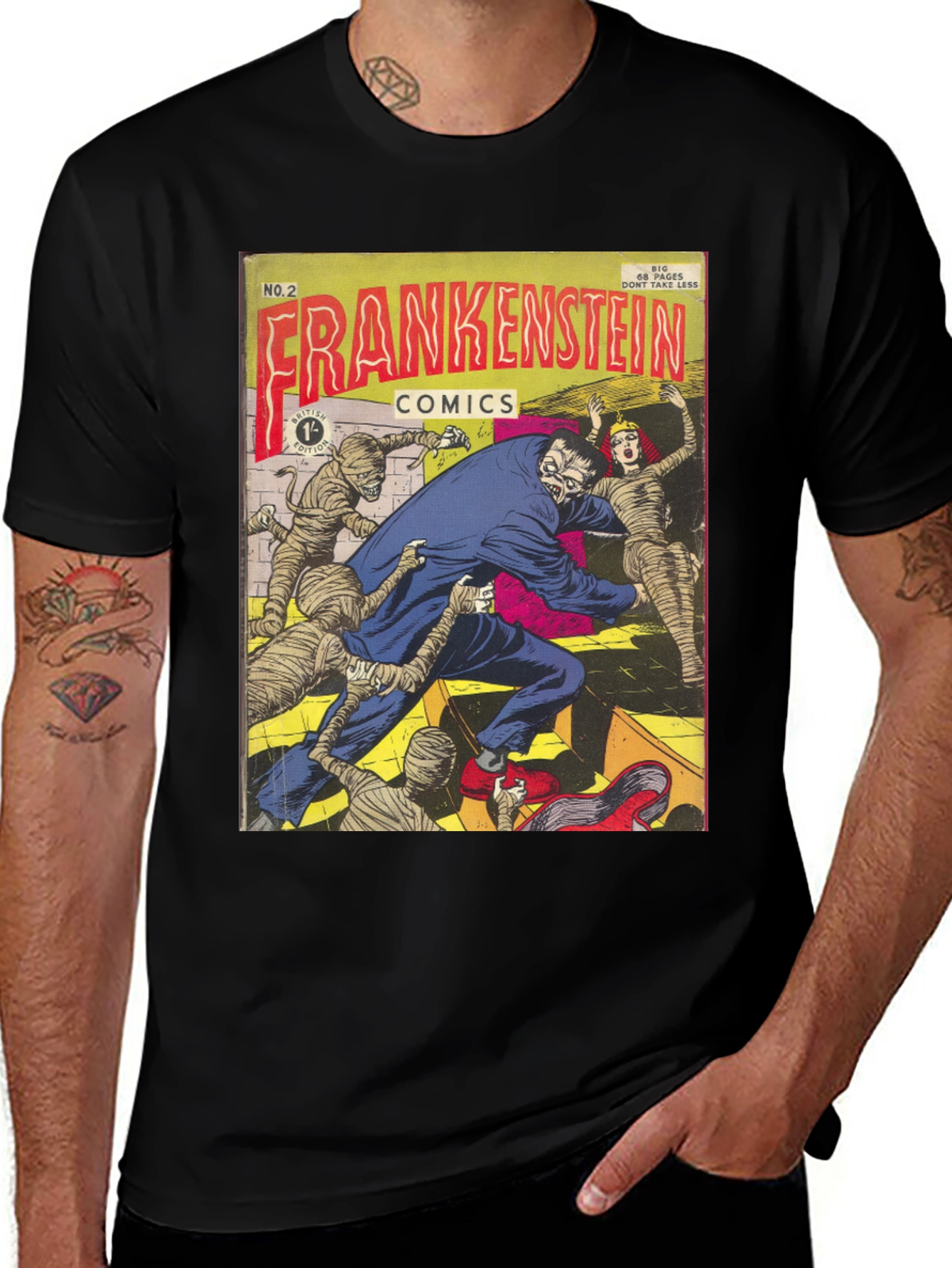 Variant 18 of Frankenstein Comic Book Cover Graphic Tee