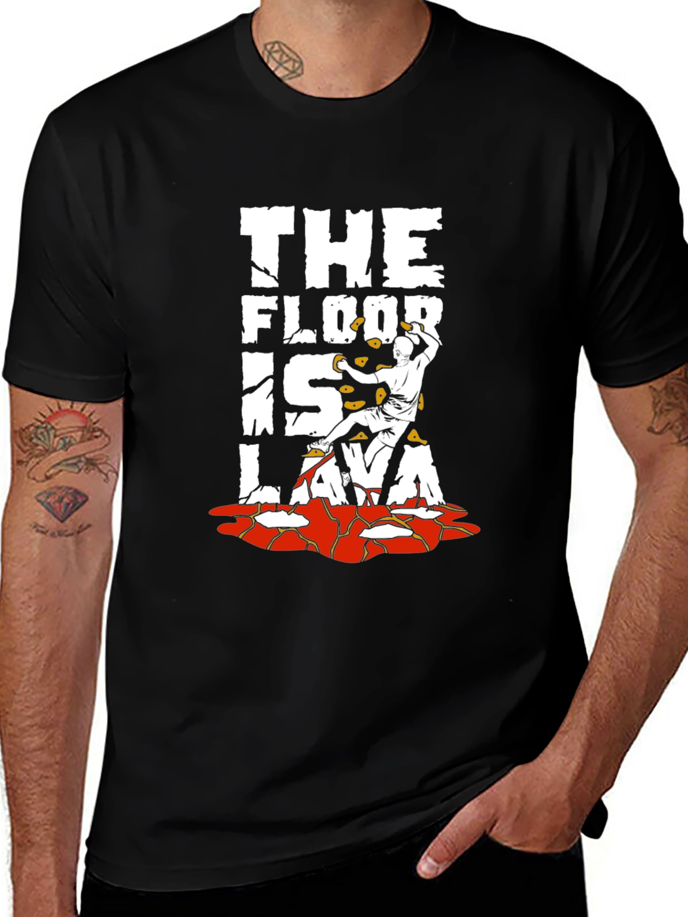 Variant 15 of The Floor is Lava Graphic Tee - Rock Climbing Design