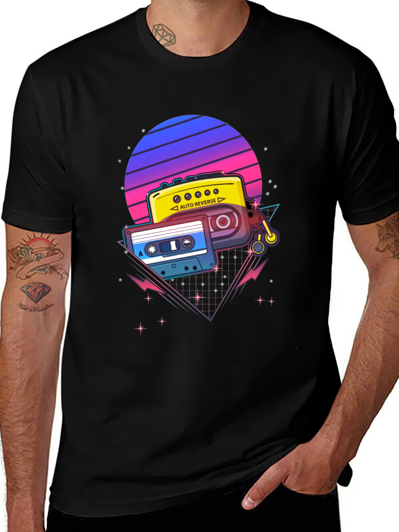 Variant 3 of Retro Cassette Player Graphic Tee - Black