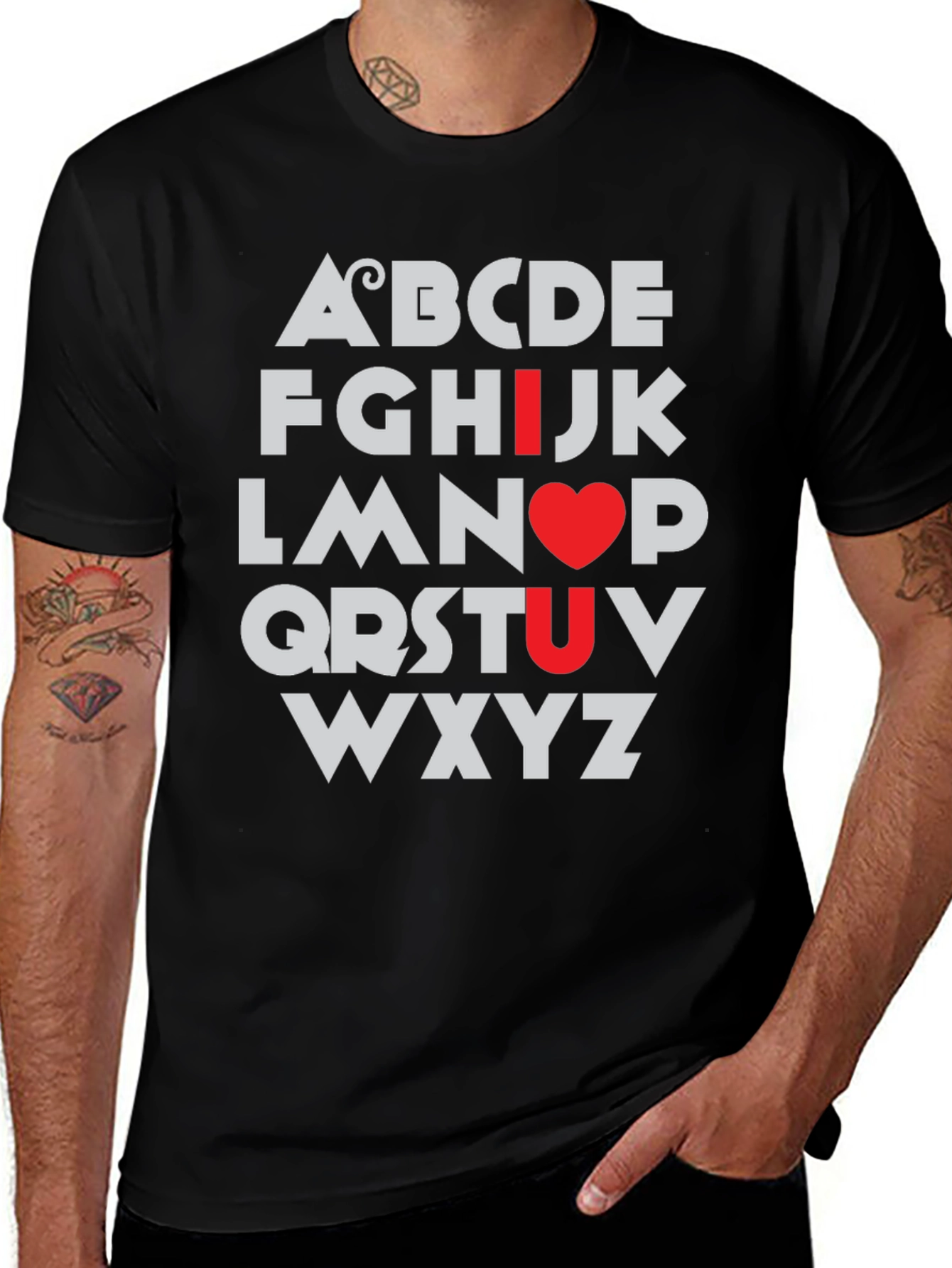 Variant 4 of I Heart U Alphabet Graphic T-Shirt