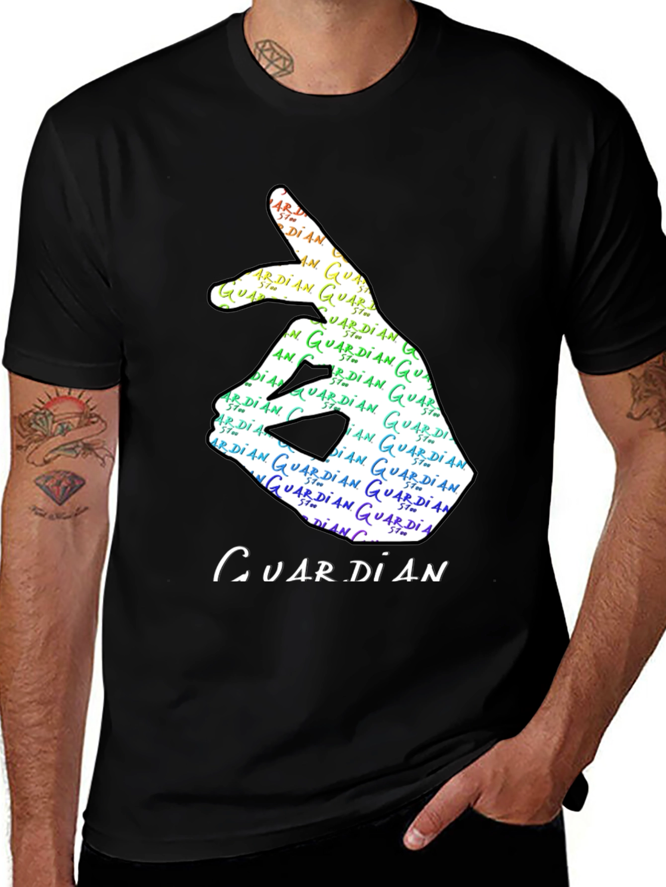 Variant 13 of Guardian Hand Graphic Tee - Stylish Men's T-Shirt
