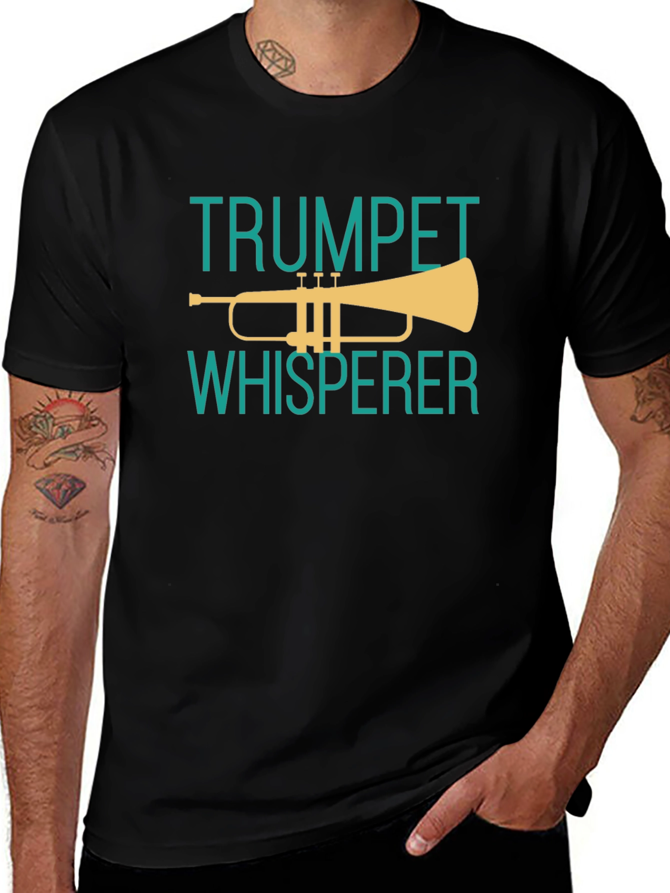 Black Trumpet Whisperer Graphic Tee - Music Lover's T-Shirt main image