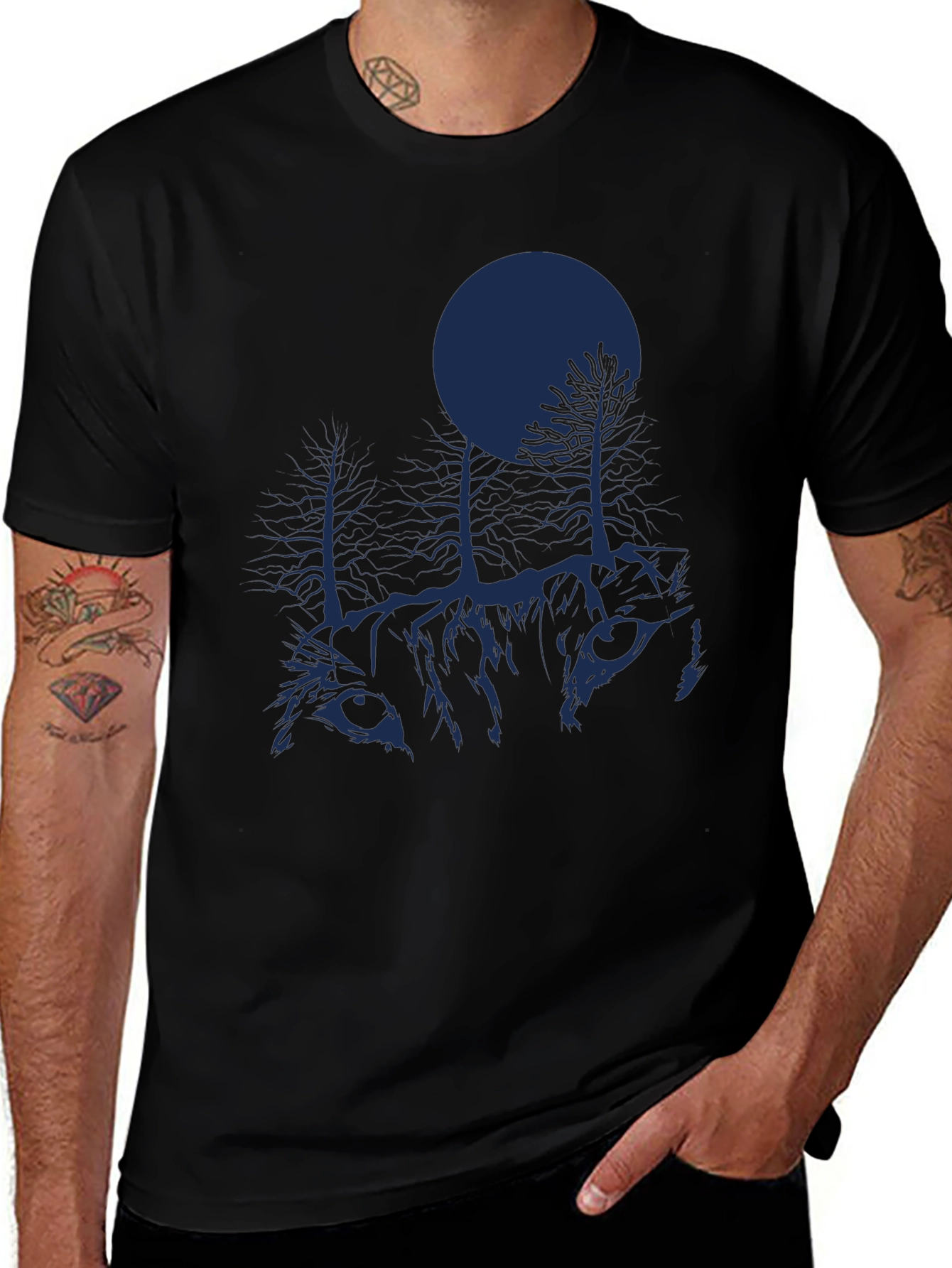 Variant 26 of Nature Wolf Graphic T-Shirt - Black