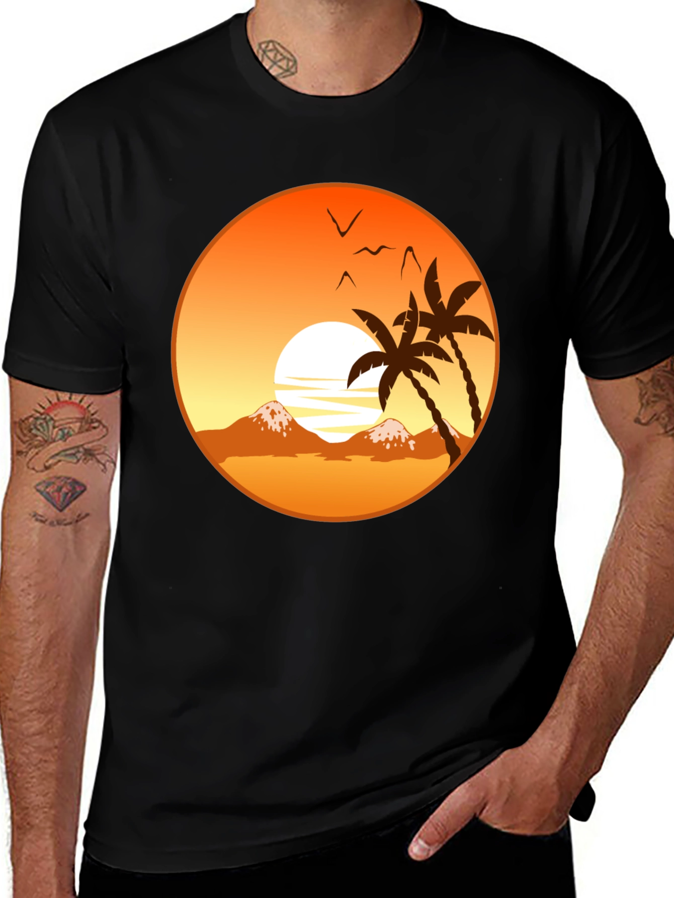 Variant 7 of Sunset Palm Tree Graphic T-Shirt