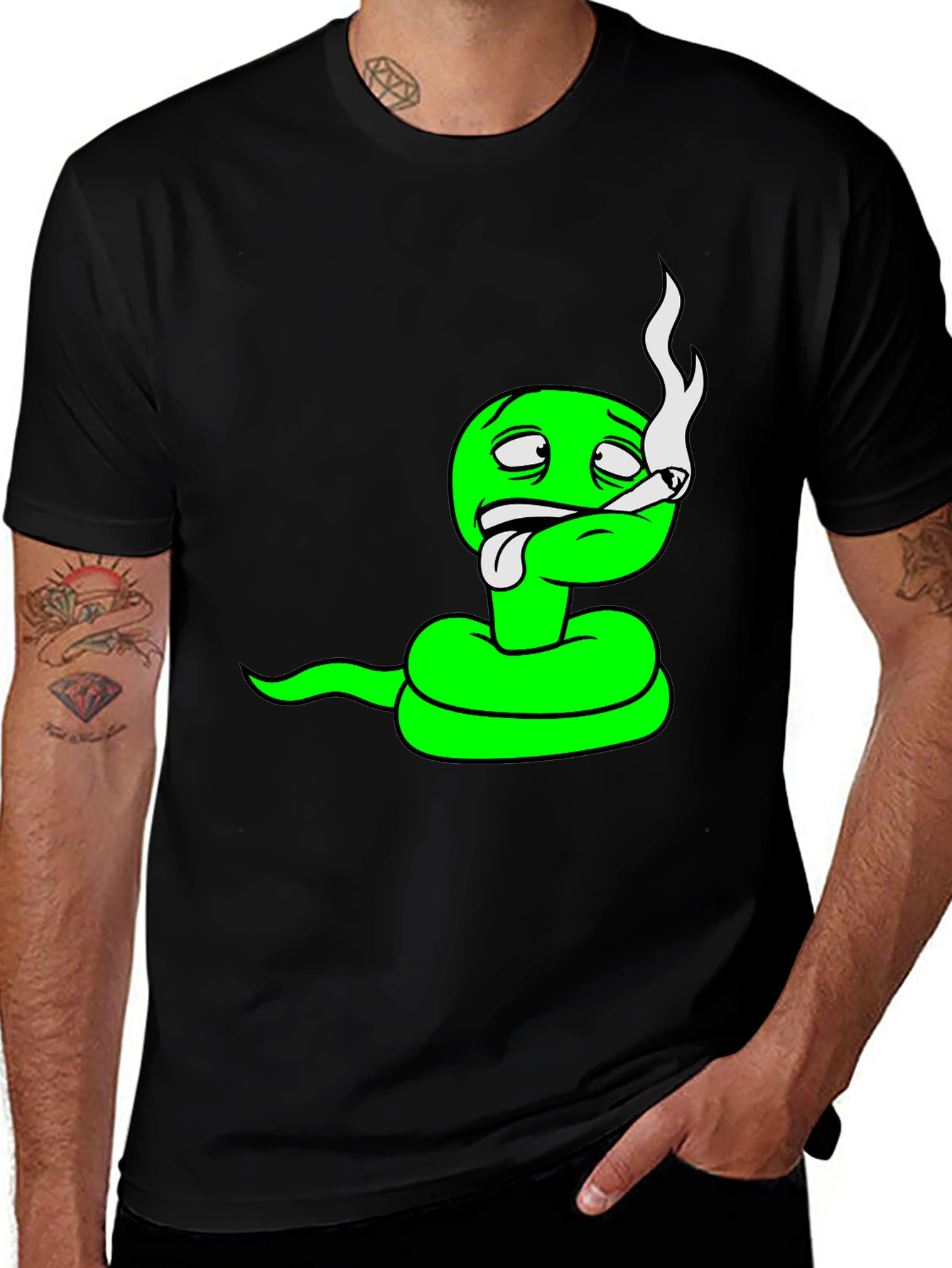 Variant 29 of Chill Snake Graphic Tee - Black Cotton Blend