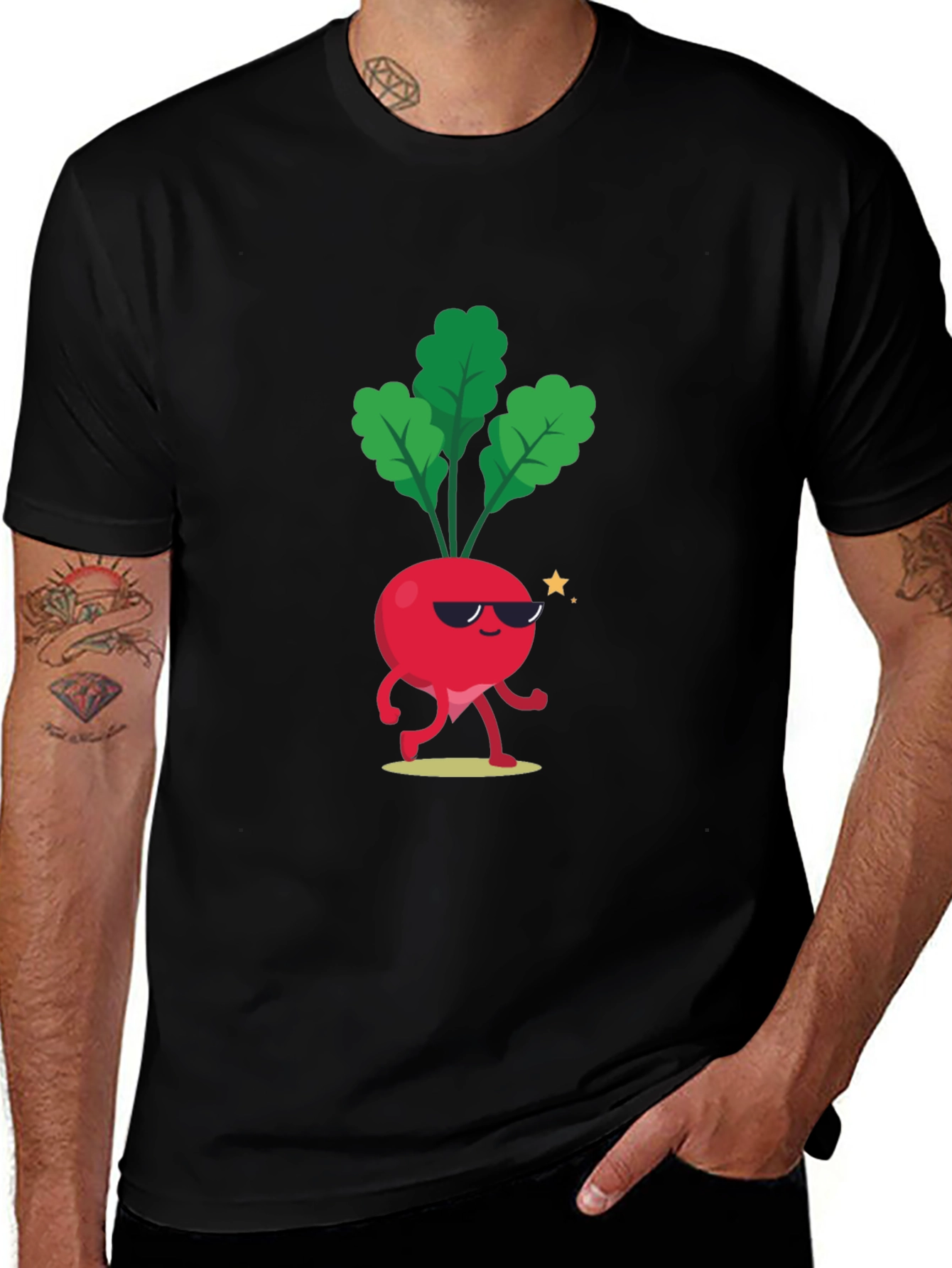 Black Cool Beet T-Shirt - Funny Cartoon Vegetable Tee main image