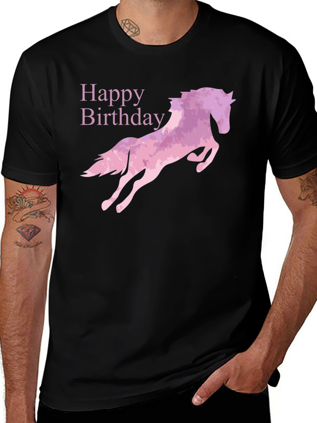 Variant 24 of Happy Birthday Horse Graphic T-Shirt - Black