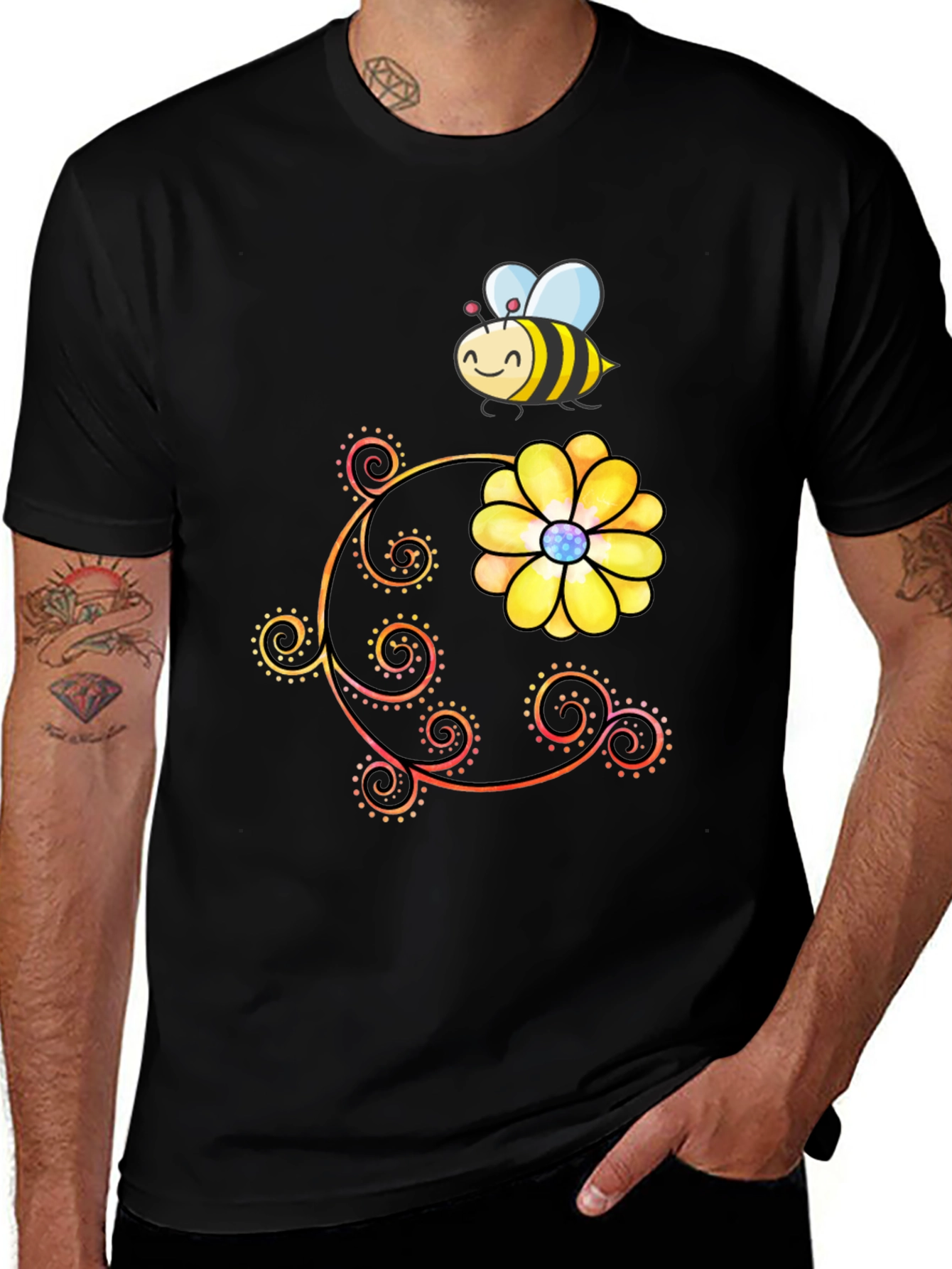 Variant 27 of Bee & Flower Graphic Print T-Shirt